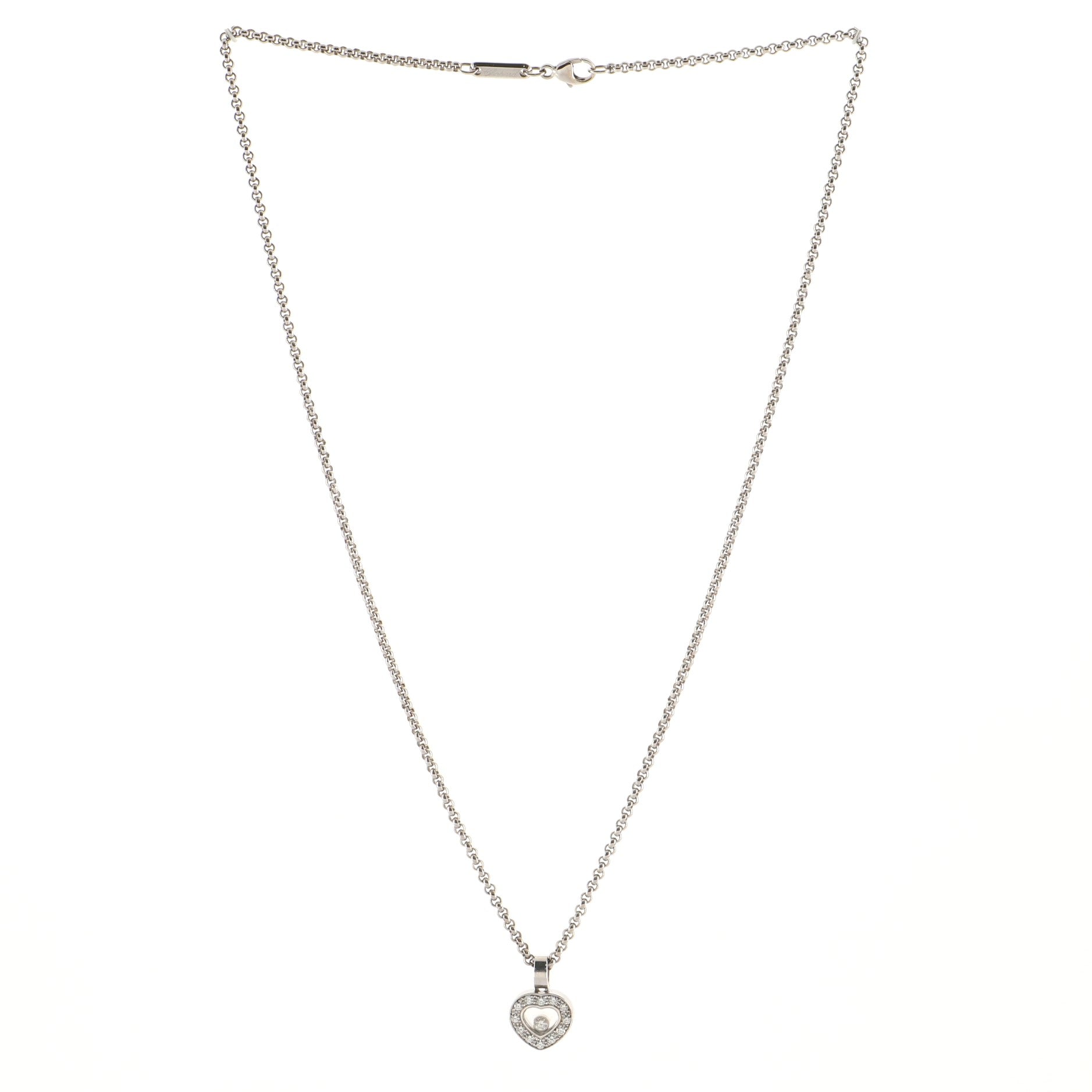 Happy Diamonds Heart Pendant Necklace 18K White Gold and Diamond