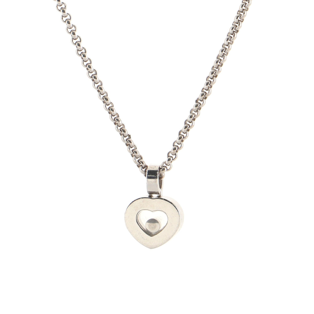 Happy Diamonds Heart Pendant Necklace 18K White Gold and Diamond