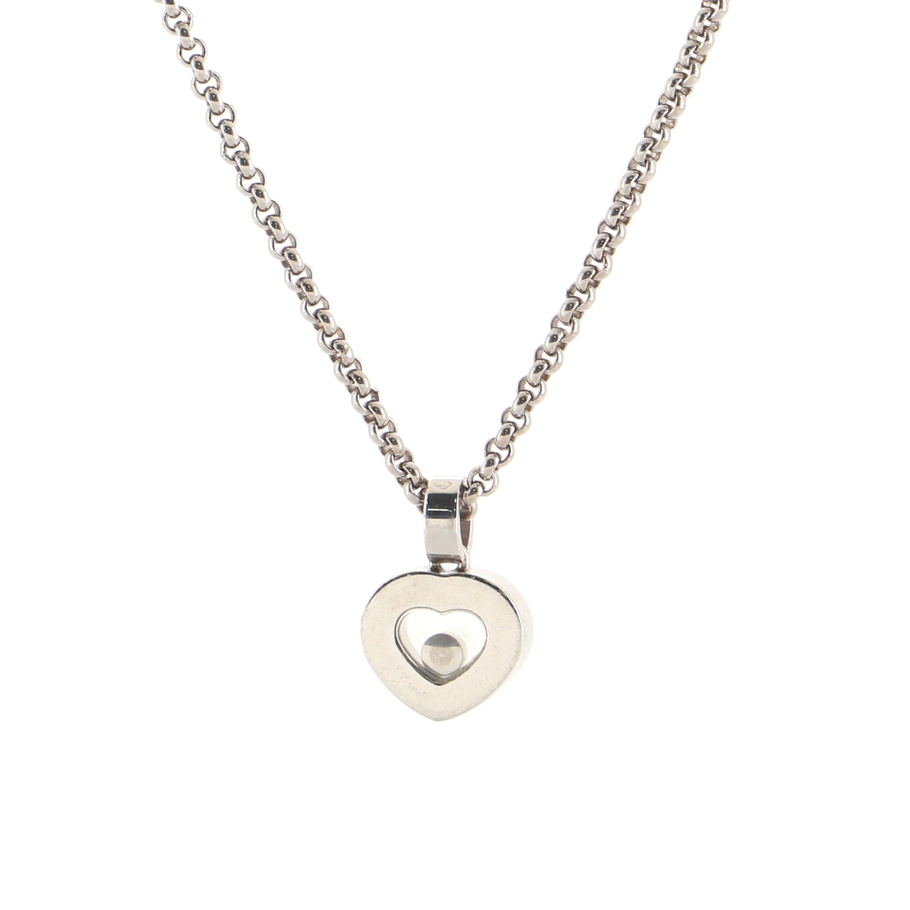 Happy Diamonds Heart Pendant Necklace 18K White Gold and Diamond
