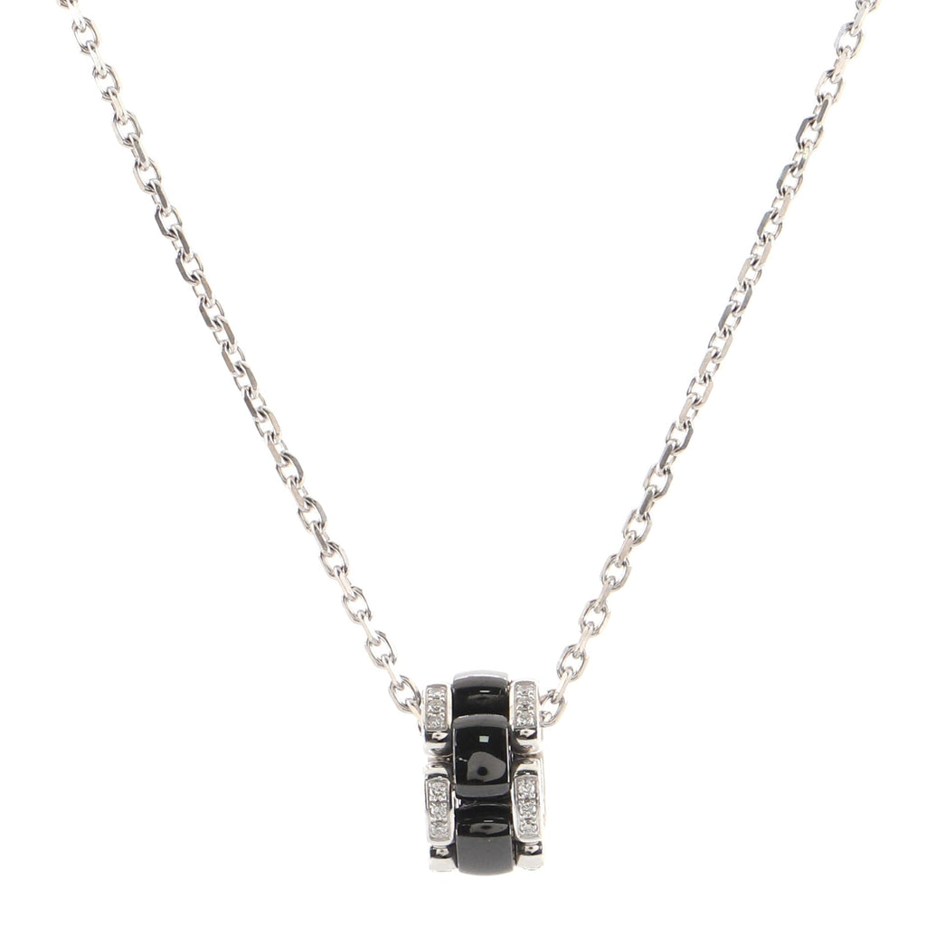 Ultra Pendant Necklace 18k White Gold with Diamonds and Hematite