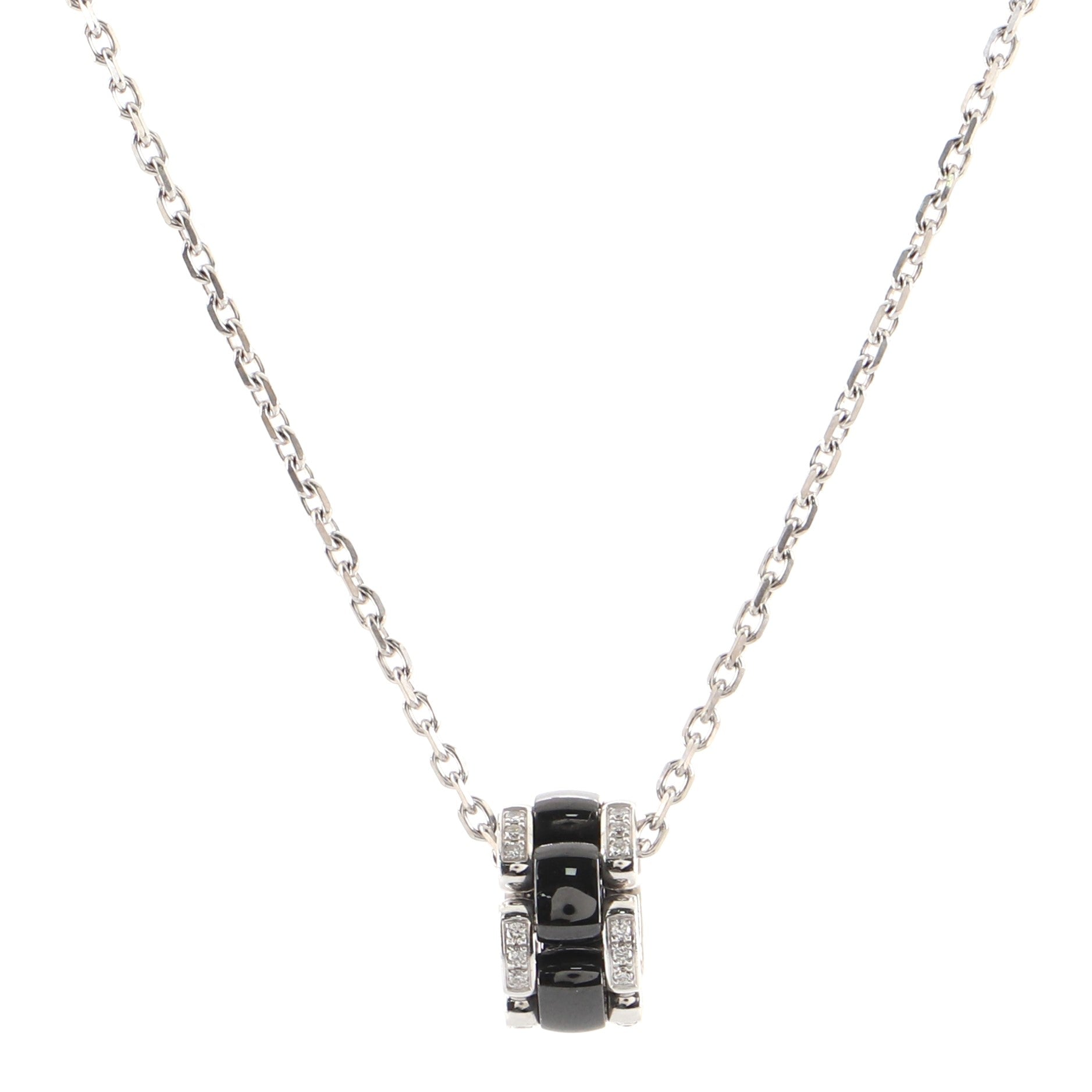 Ultra Pendant Necklace 18k White Gold with Diamonds and Hematite