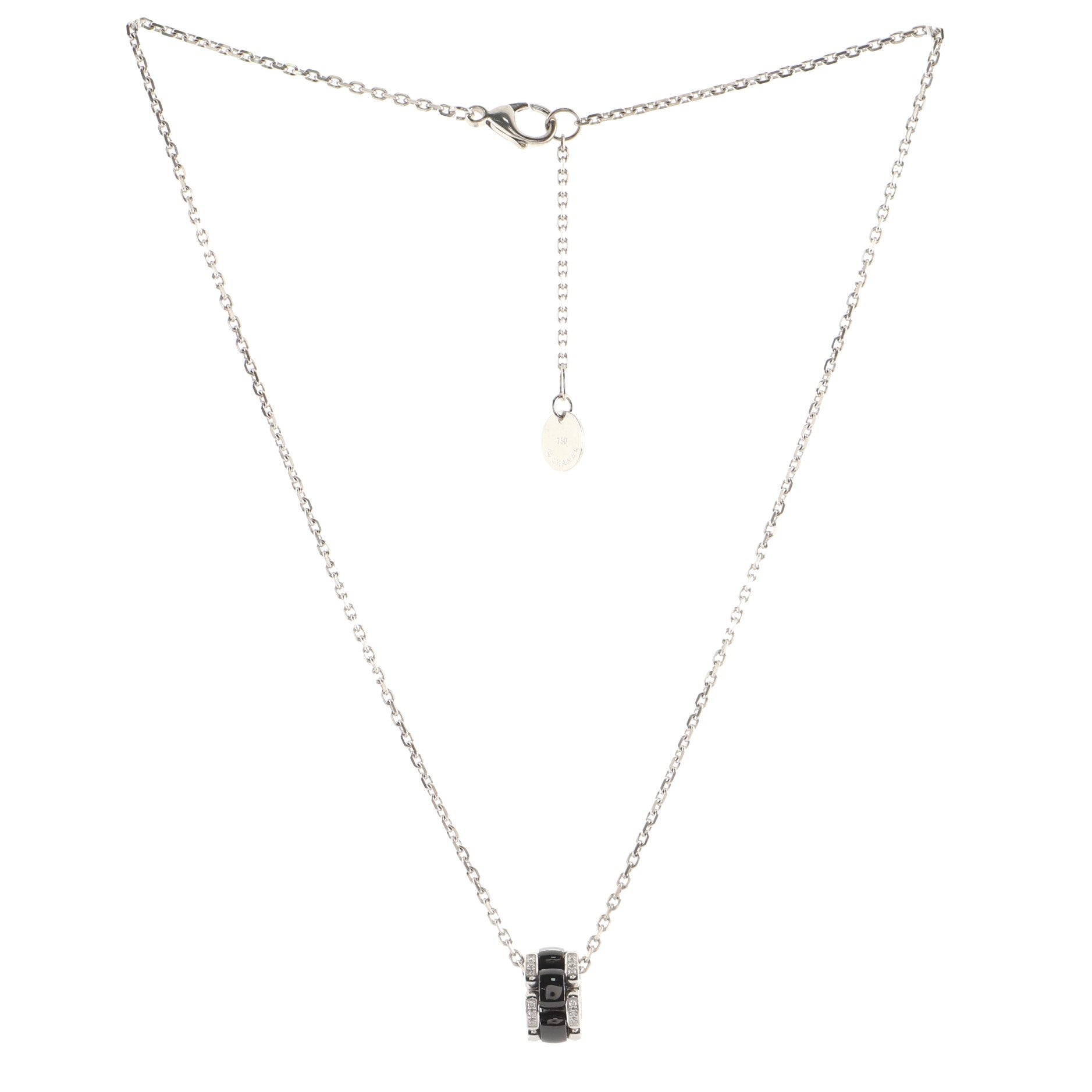 Ultra Pendant Necklace 18k White Gold with Diamonds and Hematite