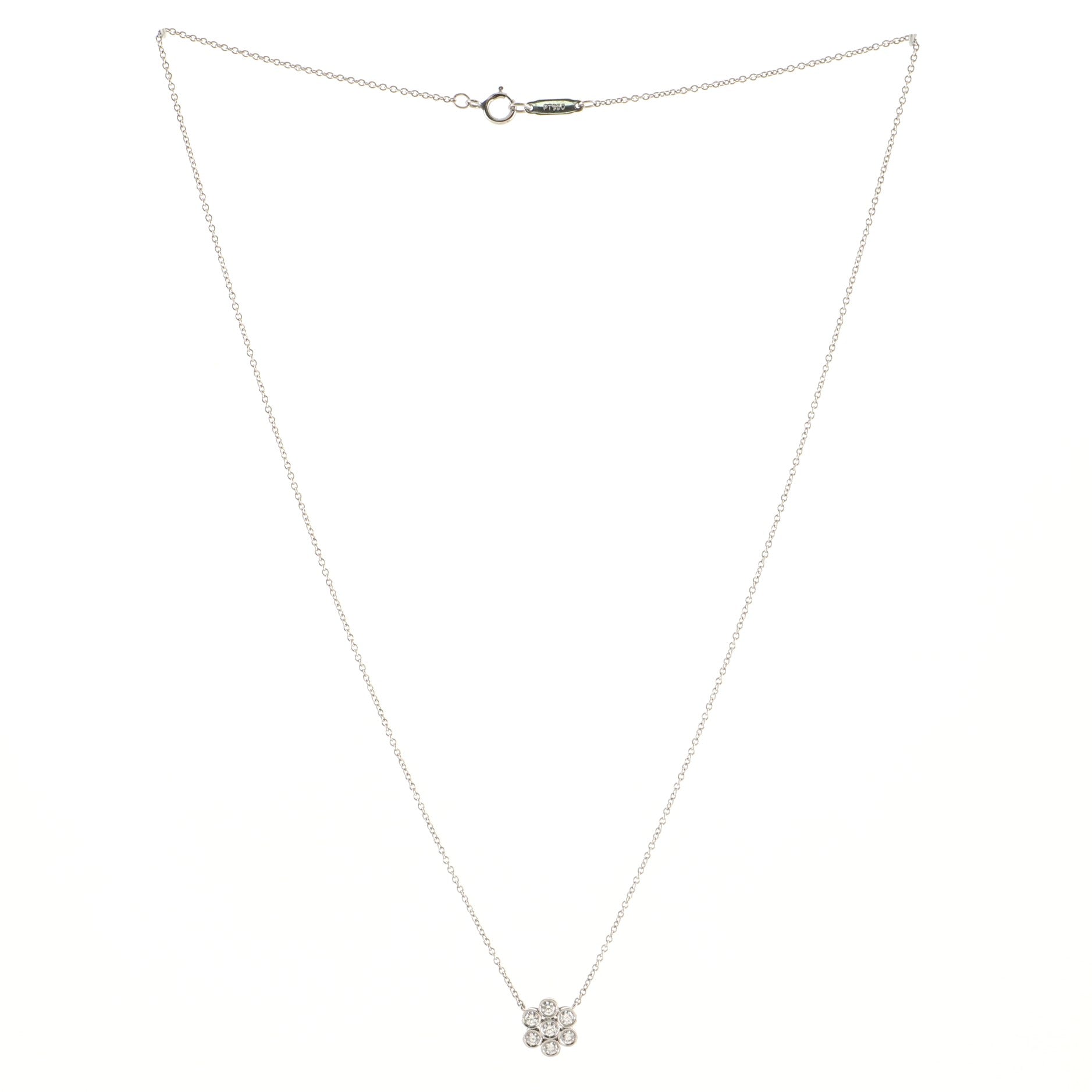 Garden Flower Pendant Necklace Platinum and Diamonds