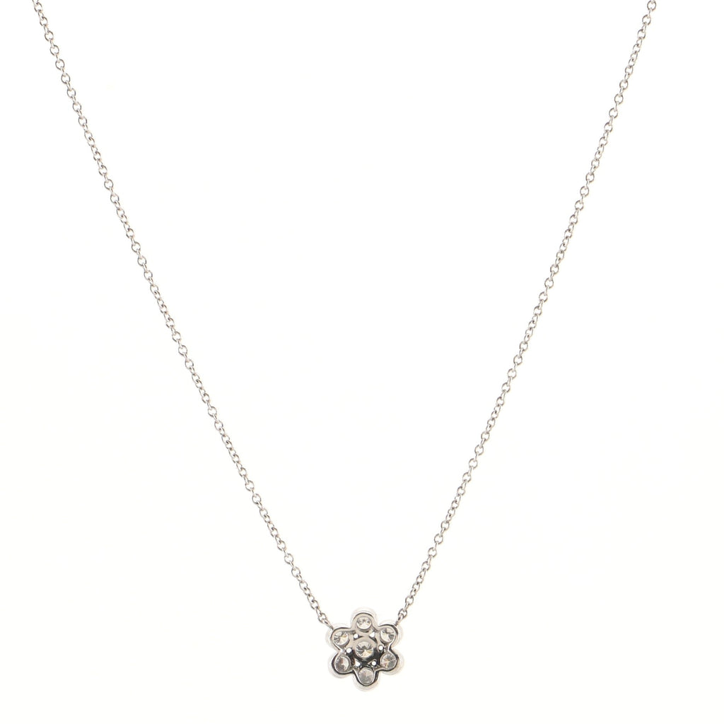 Garden Flower Pendant Necklace Platinum and Diamonds