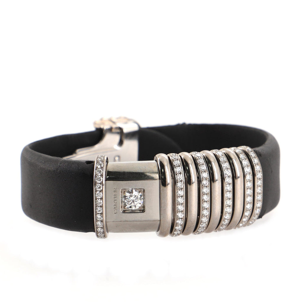 Declaration 6 Row Pave Diamond Quartz Watch White Gold and Titanium with Diamonds and Satin 16