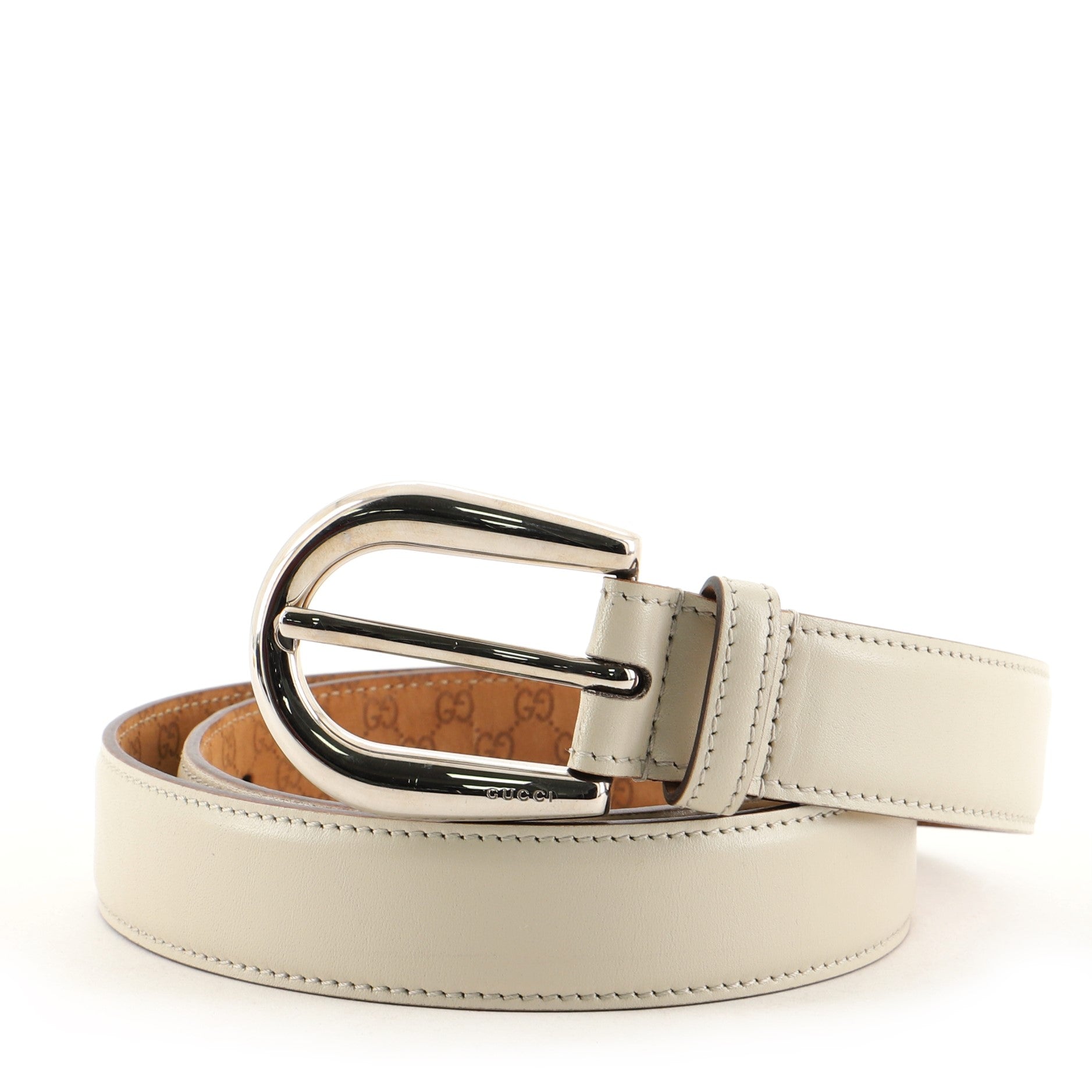 Round Buckle Belt Leather Medium 85