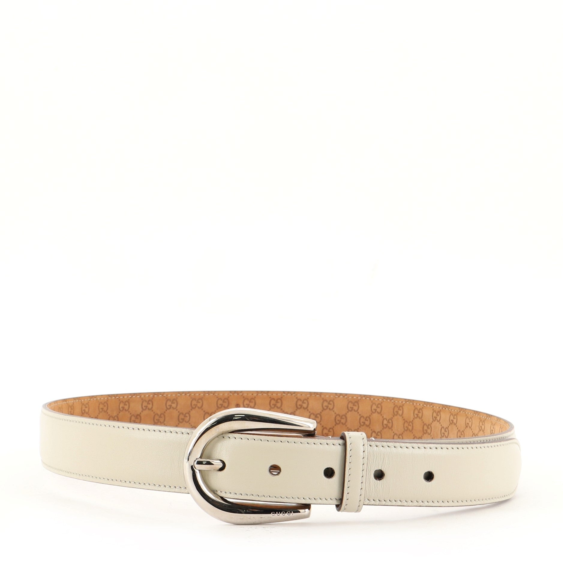 Round Buckle Belt Leather Medium 85