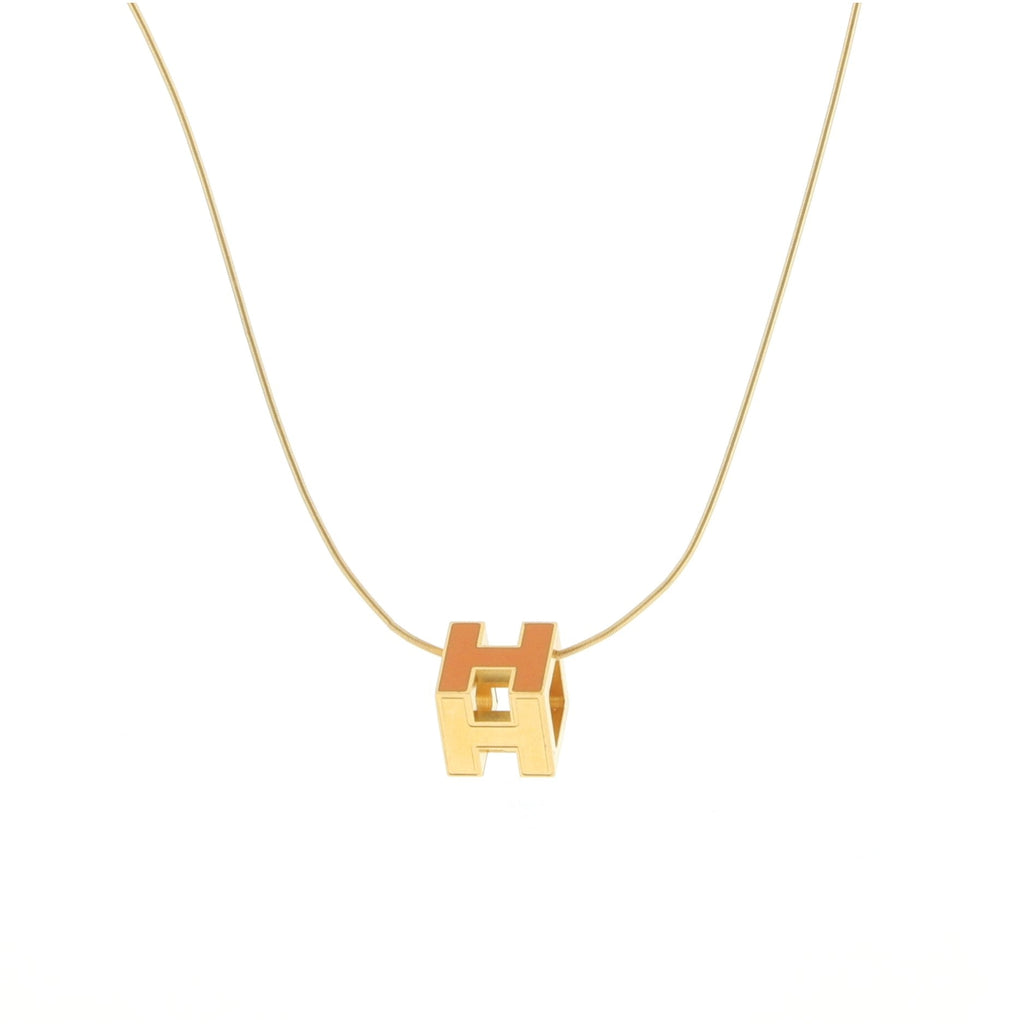 Pop H Cube Pendant Necklace Metal with Enamel