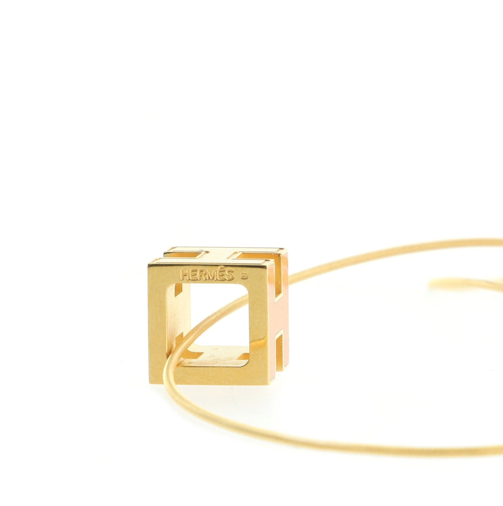 Pop H Cube Pendant Necklace Metal with Enamel