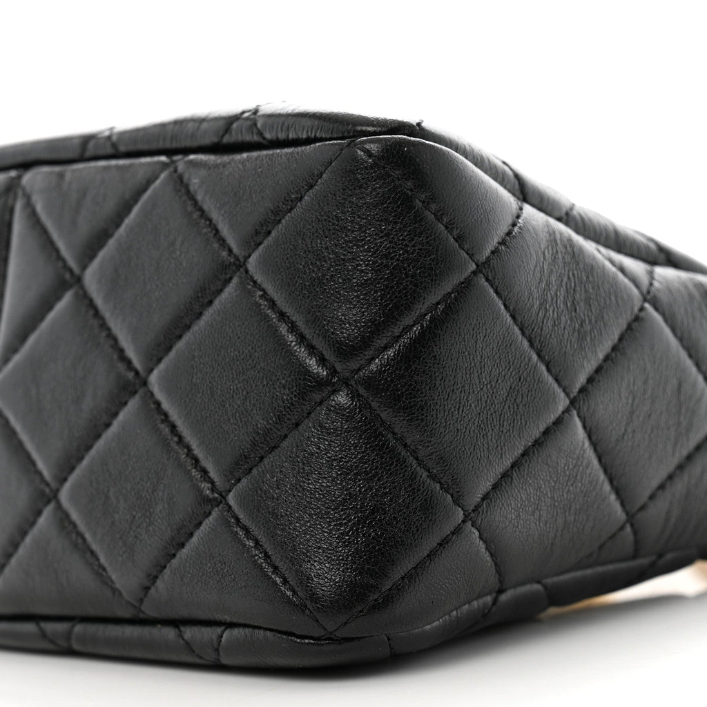 Lambskin Quilted Multi Chain Hobo Black