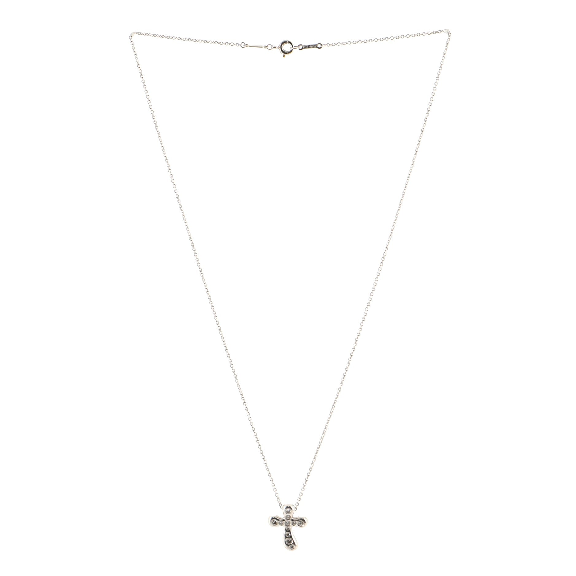 Elsa Peretti Cross Pendant Necklace Platinum and Diamonds Large