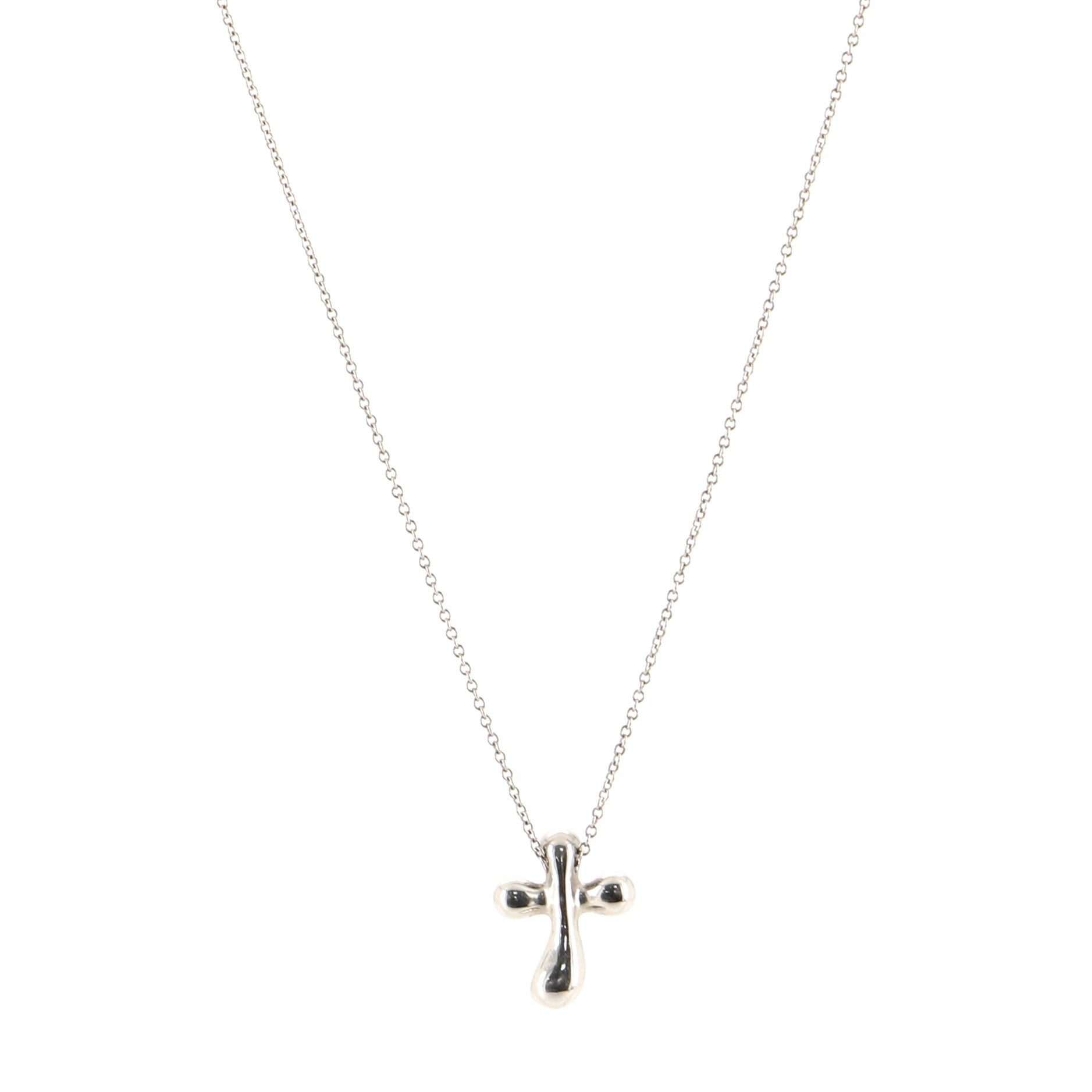 Elsa Peretti Cross Pendant Necklace Platinum and Diamonds Large