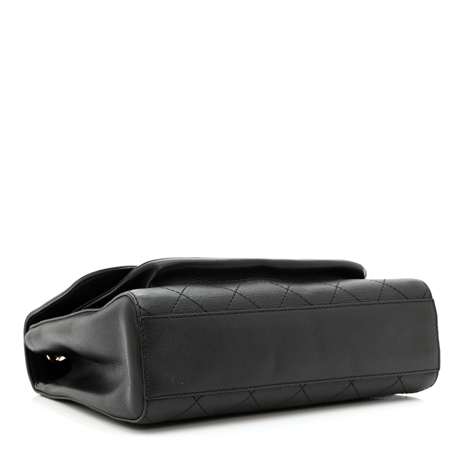 Calfskin Stitched Medium Covered CC Flap Bag Black