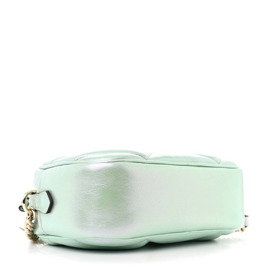 Iridescent Nappa Chevron Matelasse Small GG Marmont Chain Shoulder Bag Iridescent Salvy Green