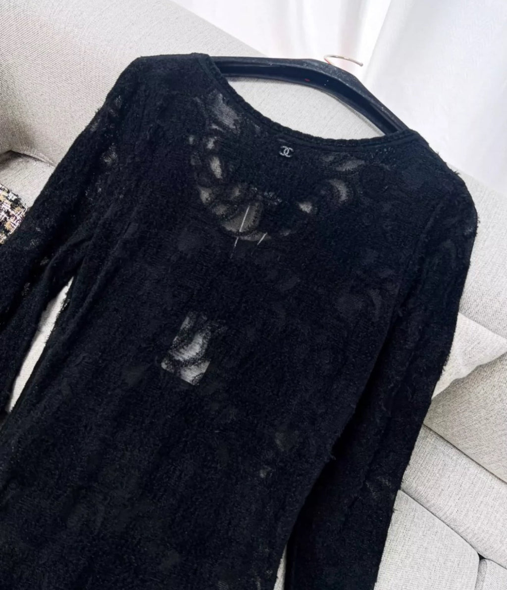 Chanel 24B black lace dress