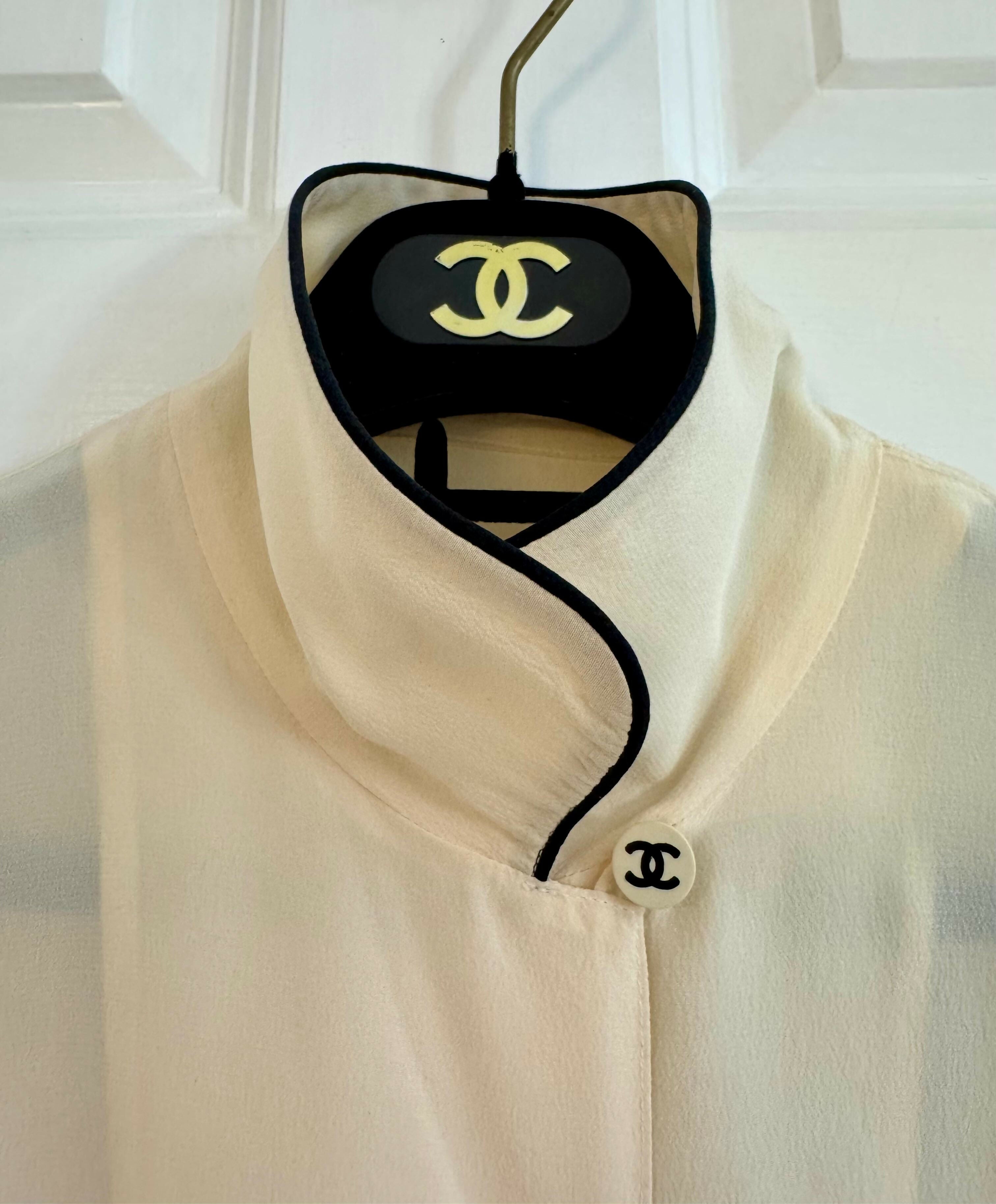 Rare Vintage Chanel Cream Silk Blouse