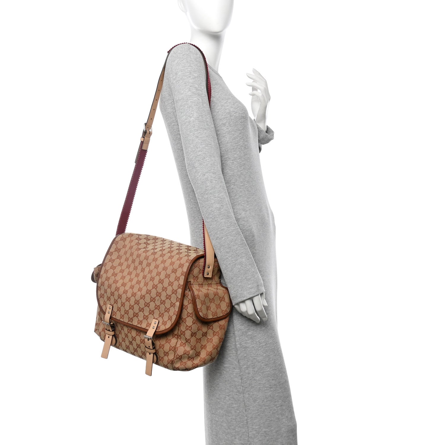 GG Monogram Diaper Bag Beige Ruggine Natural Antique Rose