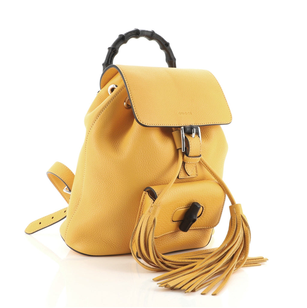 Bamboo Tassel Backpack Leather Mini