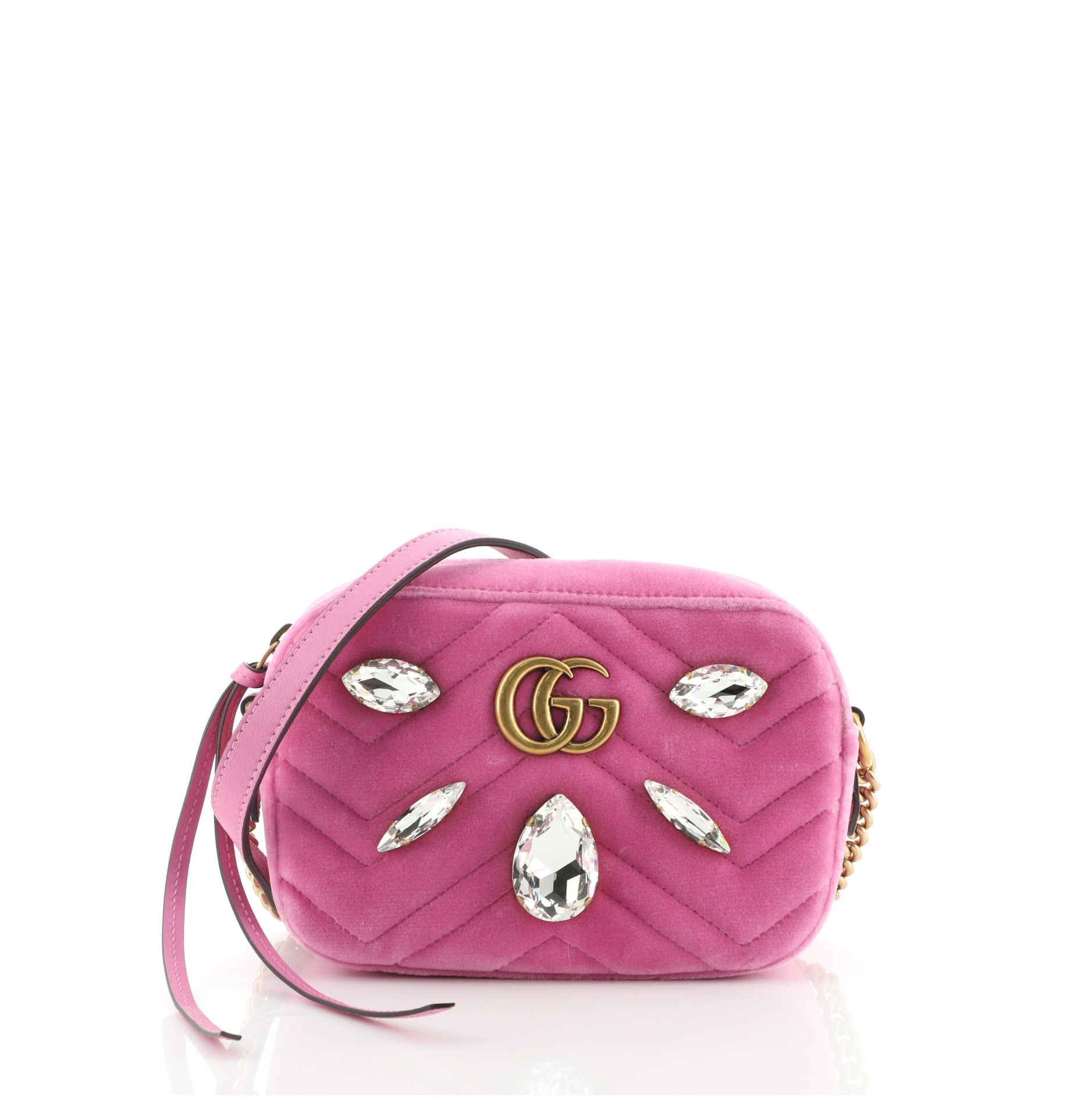 GG Marmont Shoulder Bag Crystal Embellished Matelasse Velvet Mini