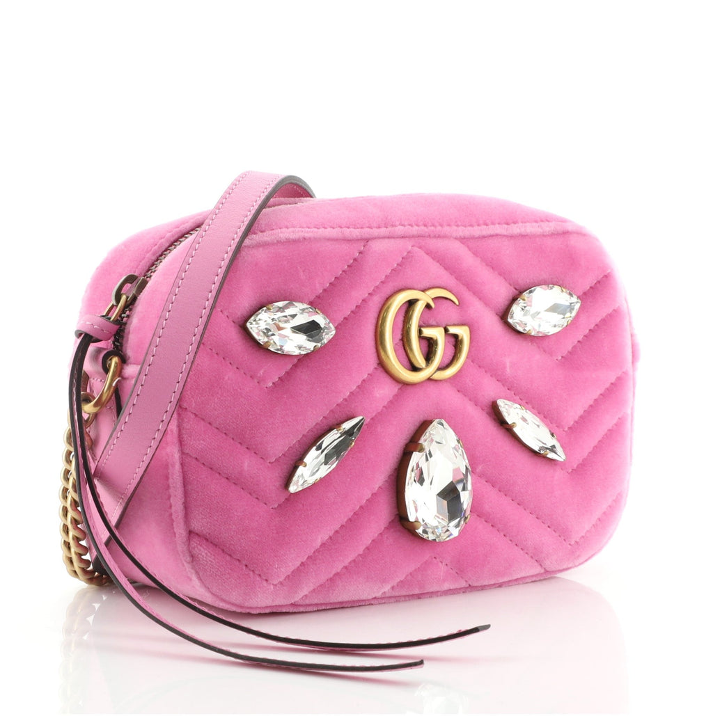 GG Marmont Shoulder Bag Crystal Embellished Matelasse Velvet Mini