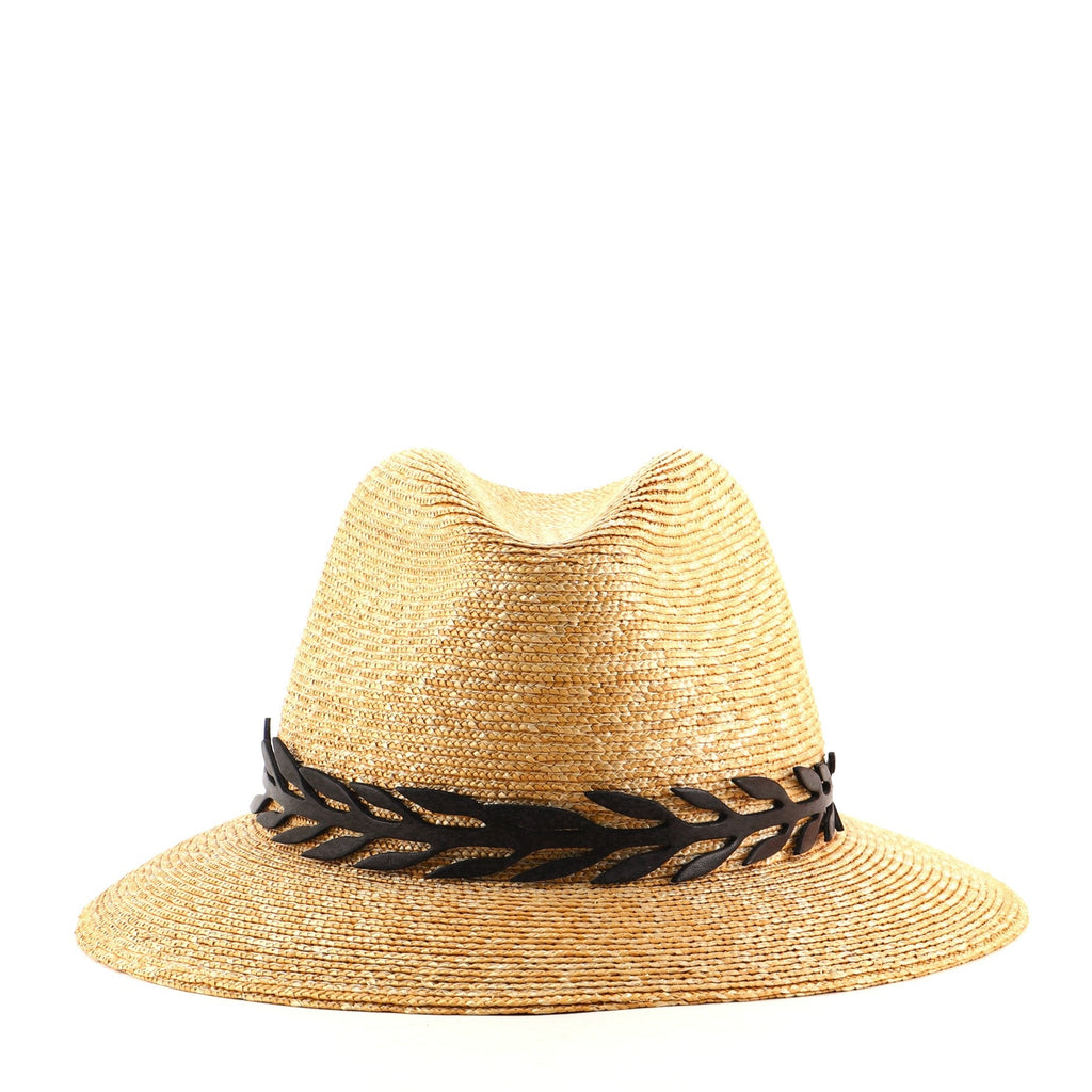 Milos Hat Braided Straw with Leather Medium