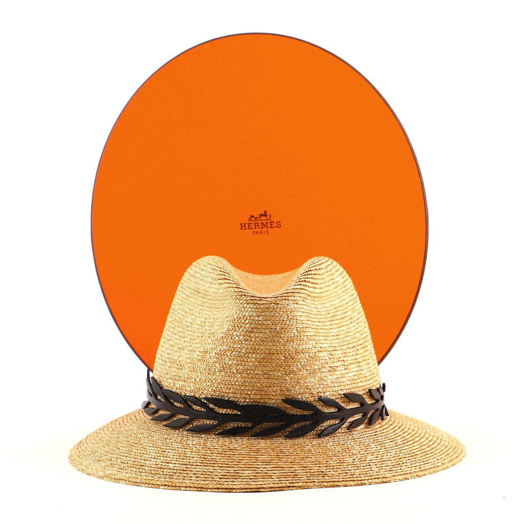 Milos Hat Braided Straw with Leather Medium
