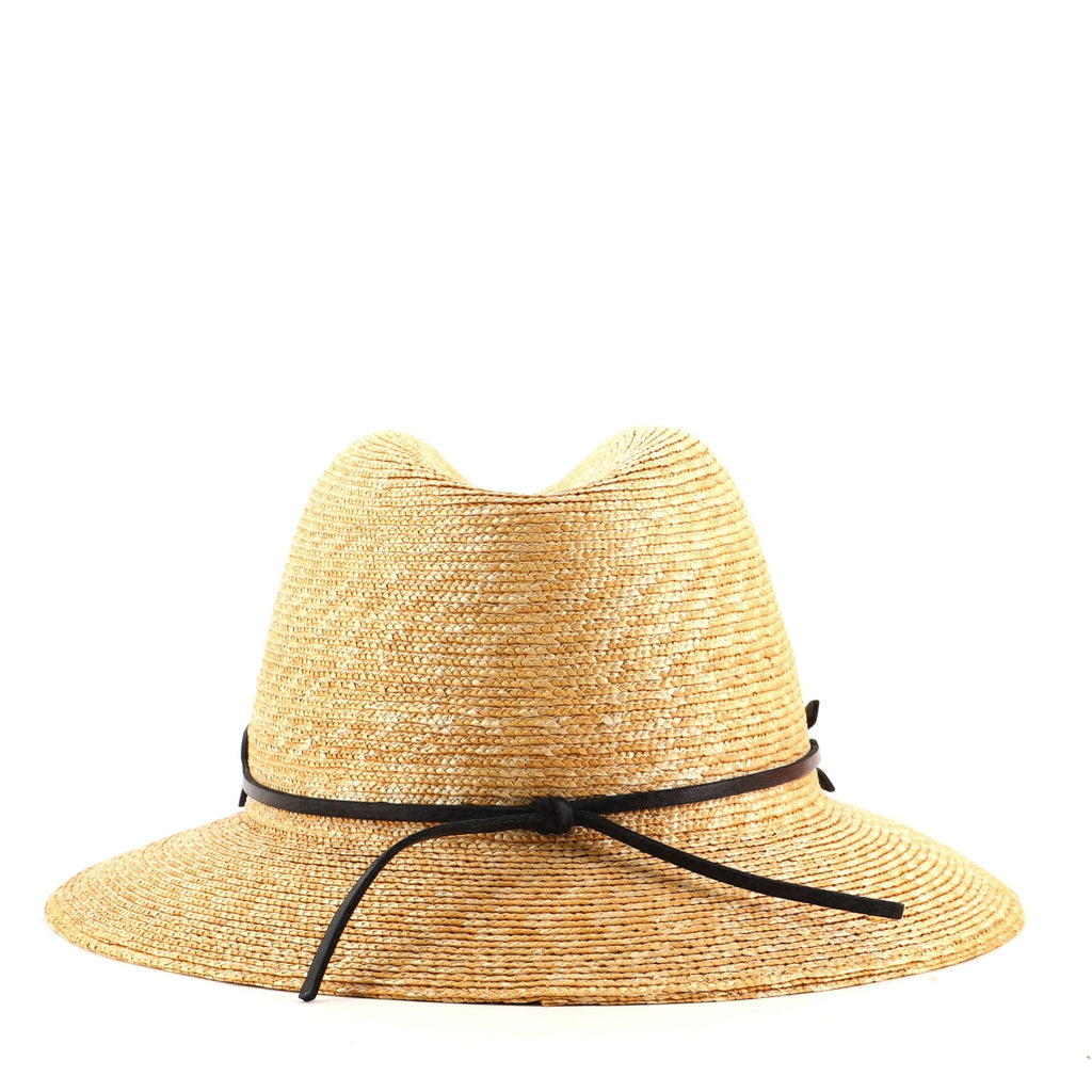Milos Hat Braided Straw with Leather Medium