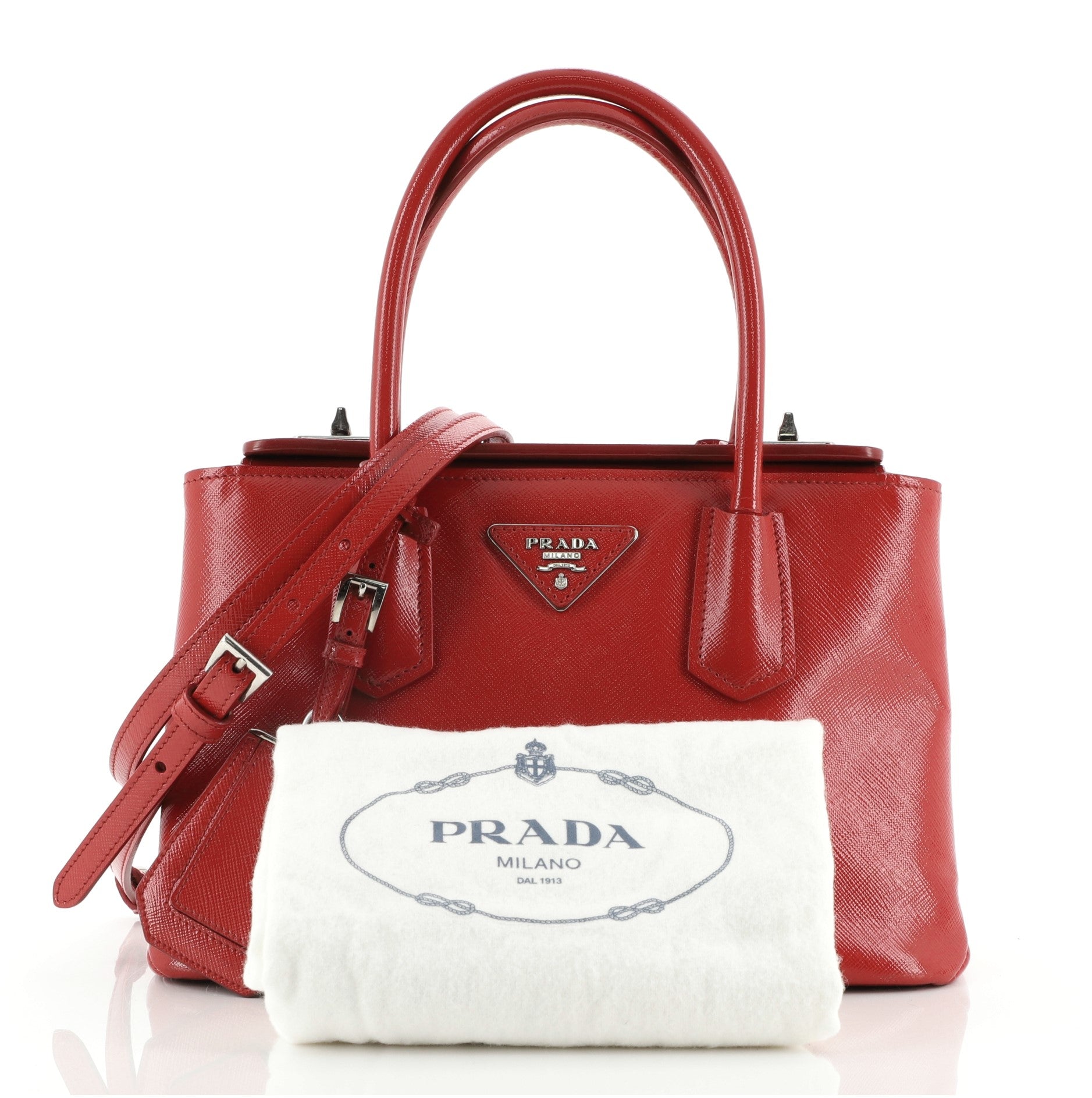 Turnlock Cuir Twin Tote Vernice Saffiano Leather Mini