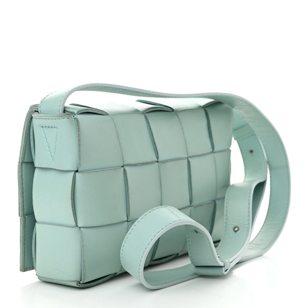 Lambskin Maxi Intreccio Cassette Bag Teal Washed
