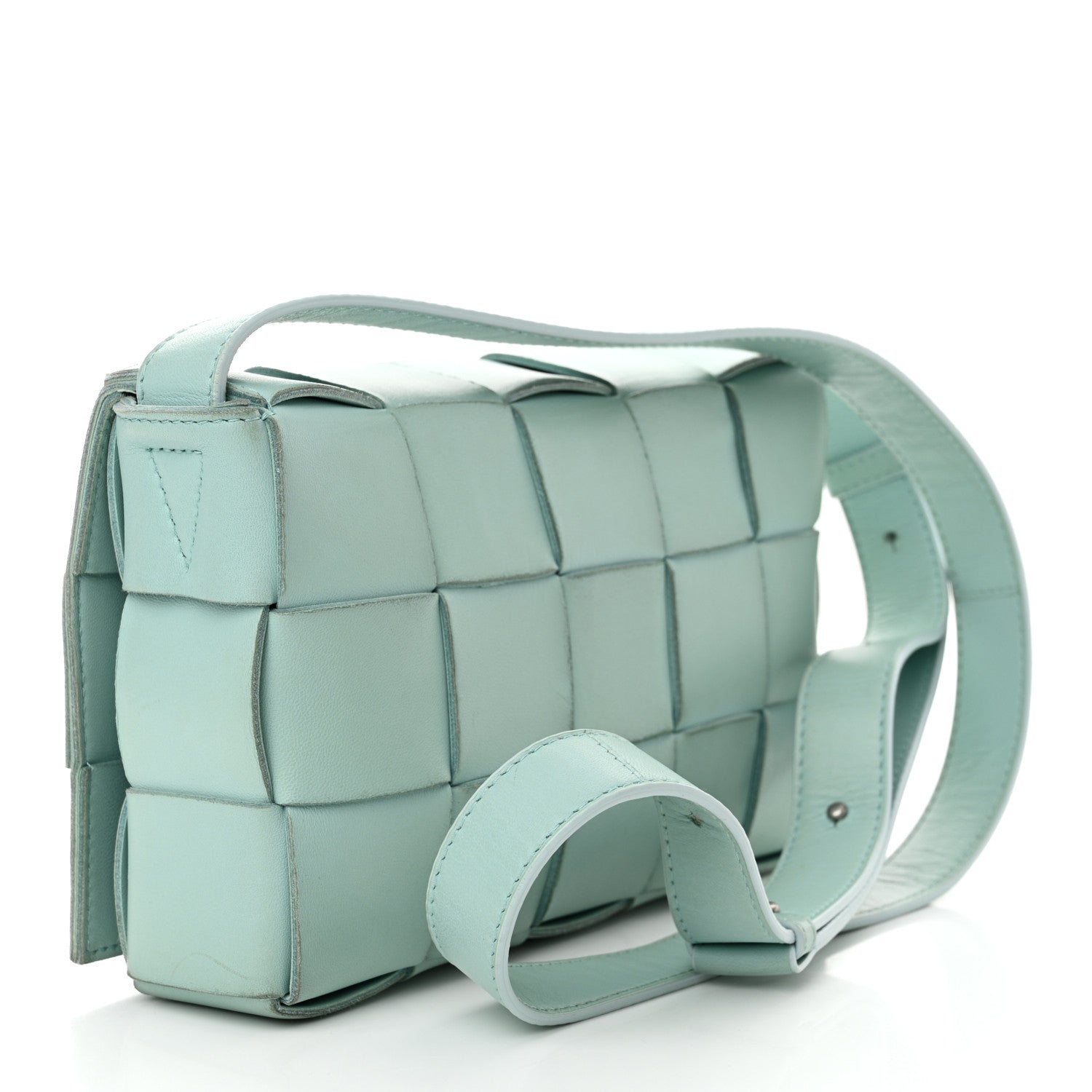 Lambskin Maxi Intreccio Cassette Bag Teal Washed