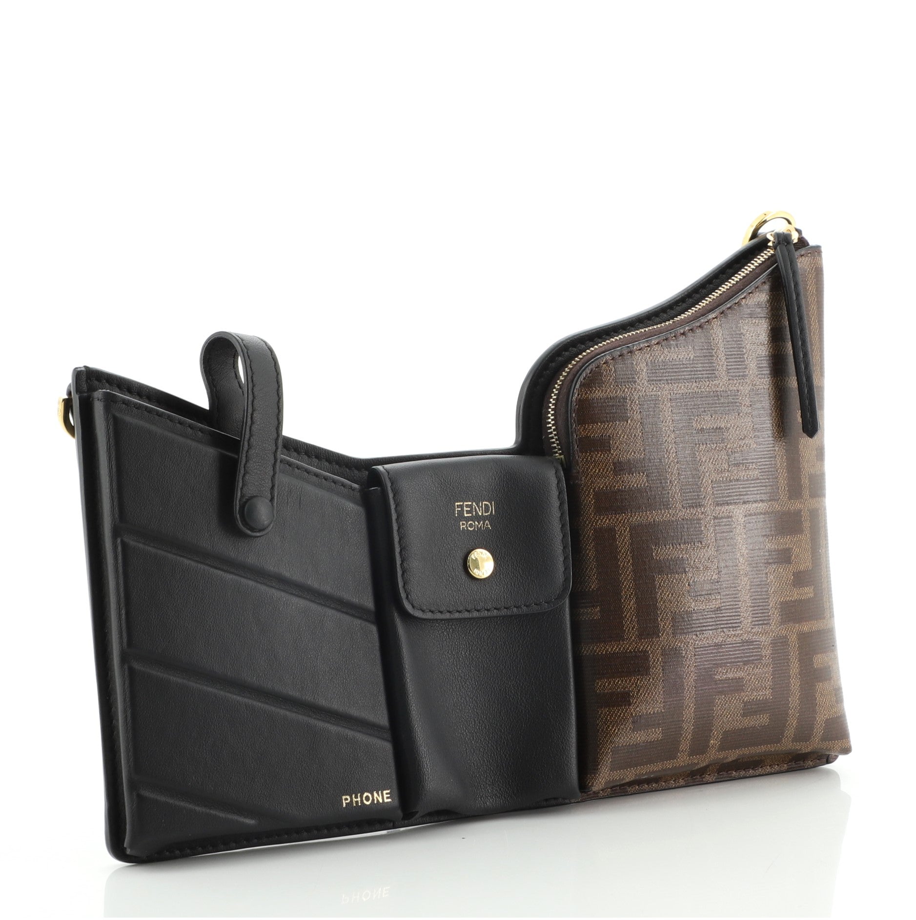 3-Pocket Messenger Bag Leather and Zucca Coated Canvas Mini