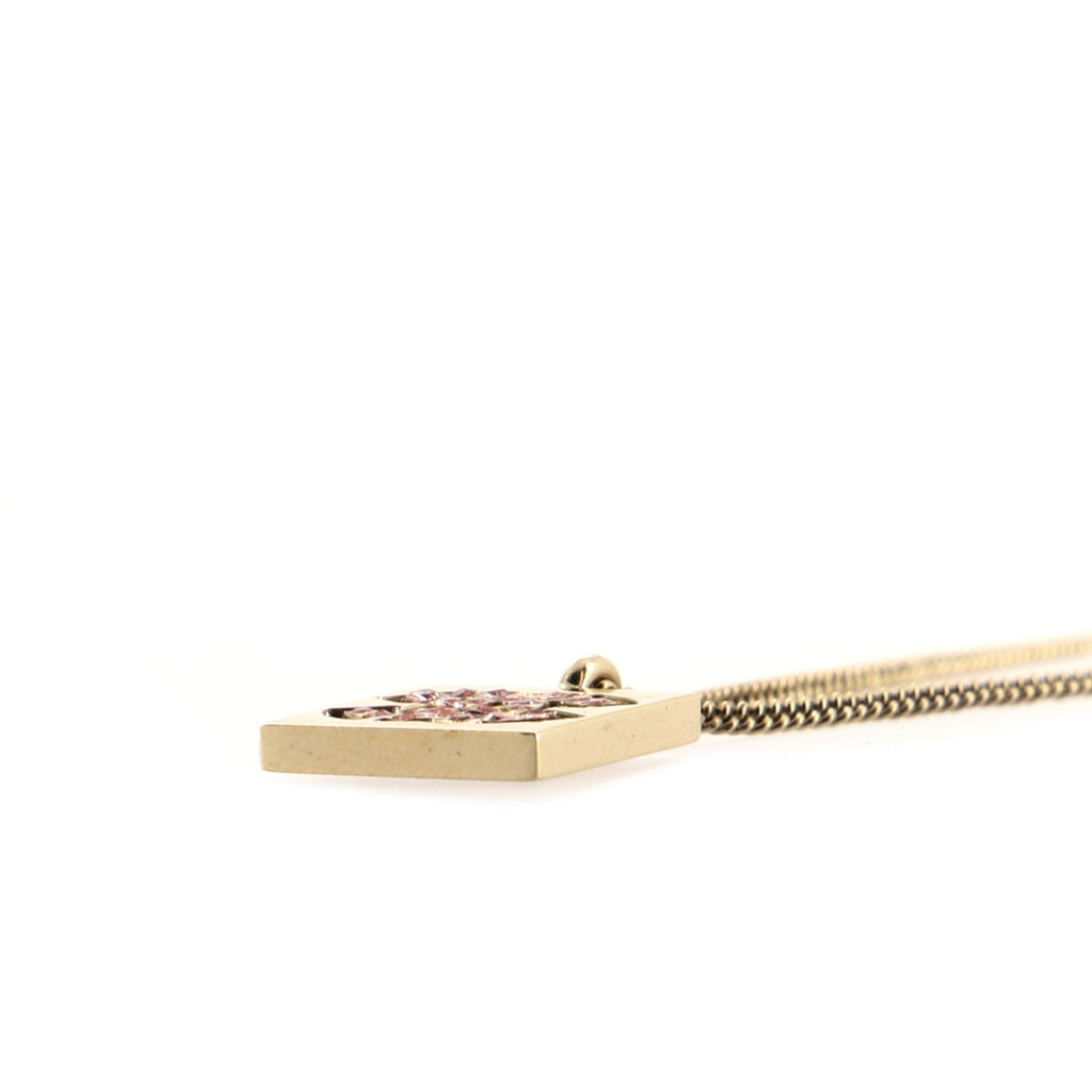 CC Square Pendant Long Necklace Crystal with Metal
