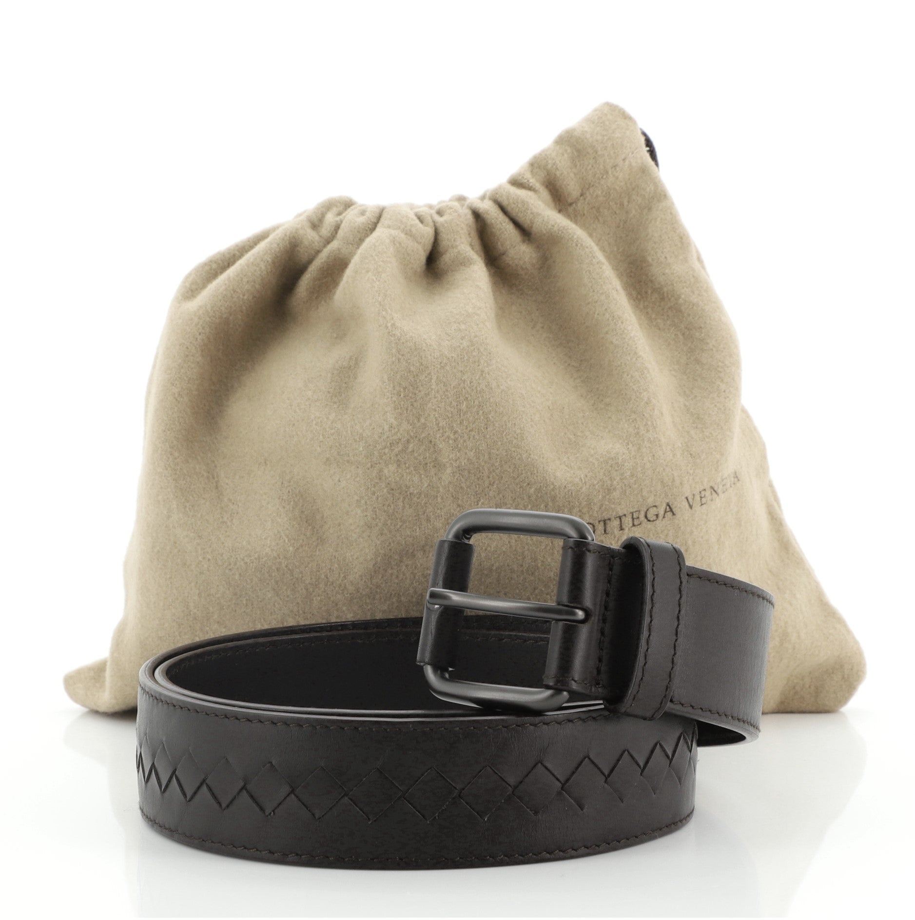 Belt Leather with Intrecciato Detail Wide 75