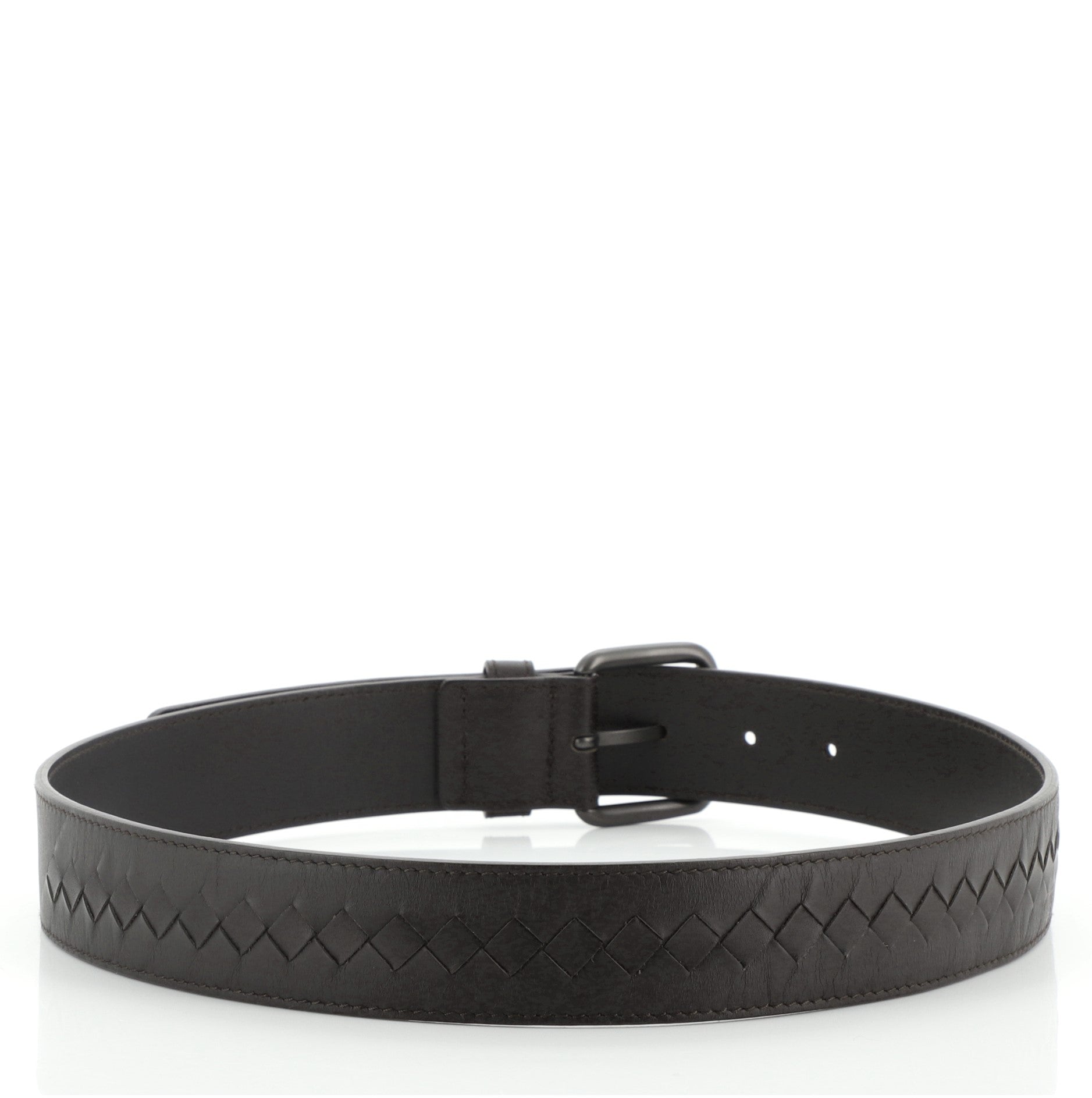 Belt Leather with Intrecciato Detail Wide 75