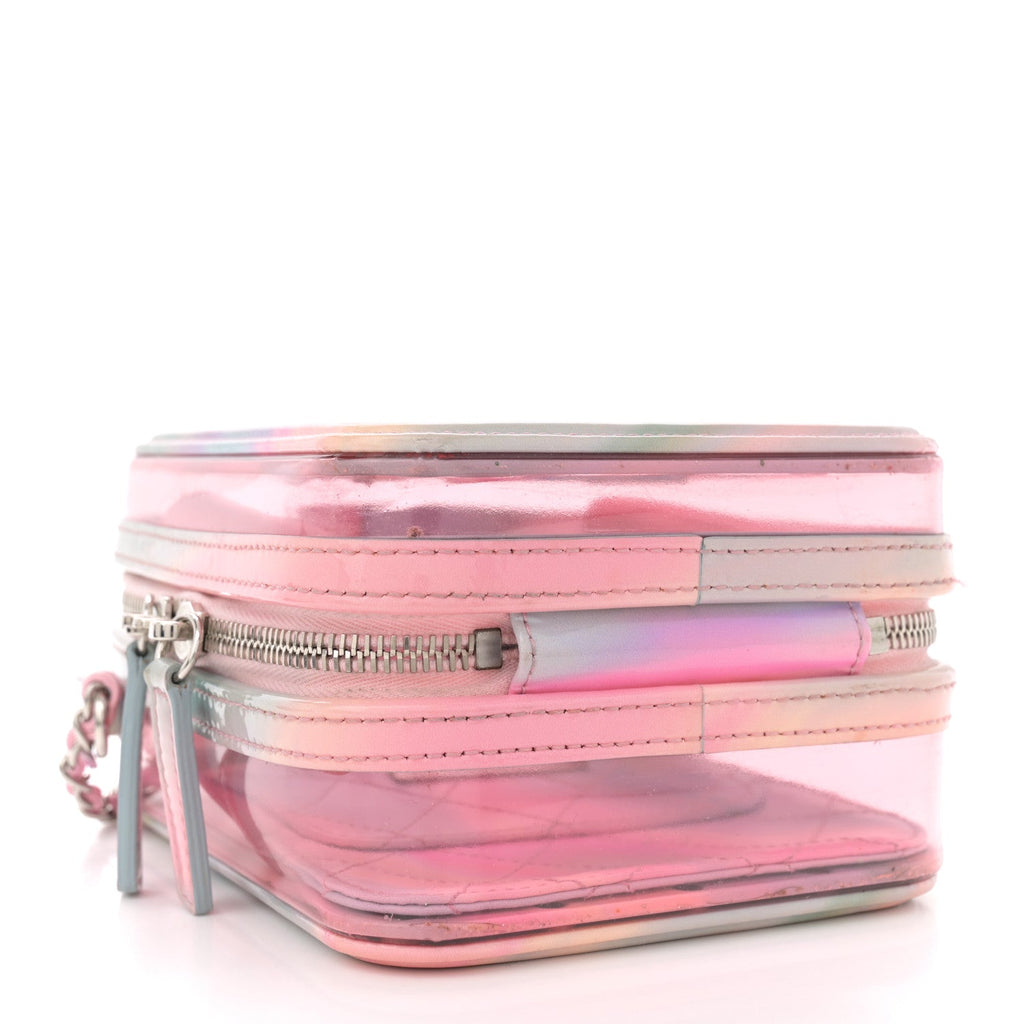 PVC Patent Calfskin Patent Lambskin Vertical Vanity Case Pink