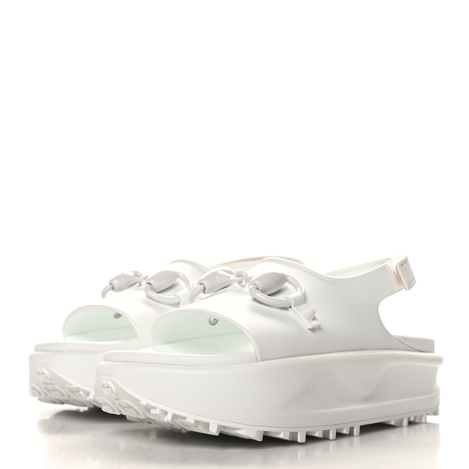 Soft Rubber Horsebit Touch Womens Strapped Sandals 37 Great White