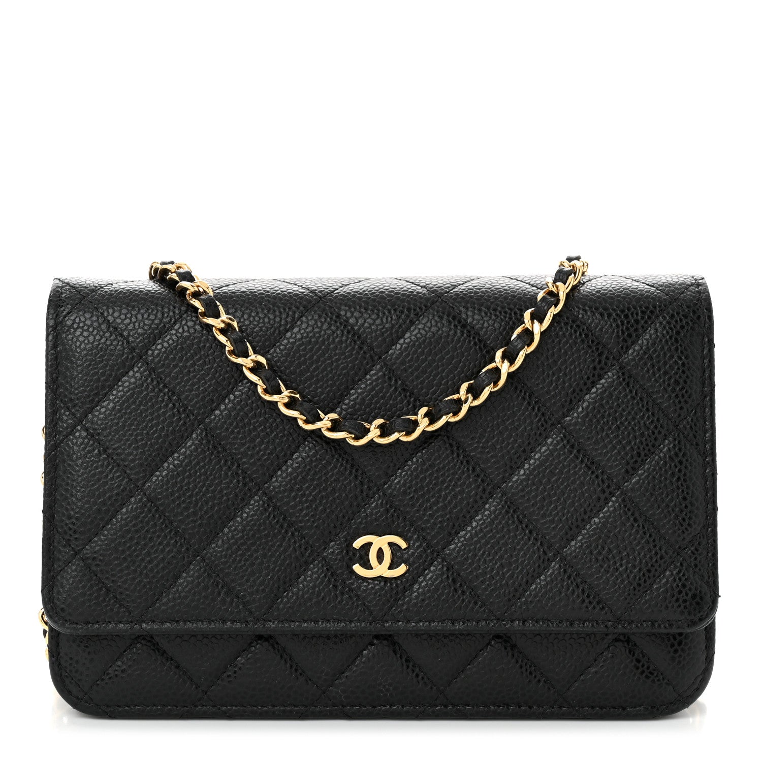 Caviar Quilted Wallet on Chain WOC Black