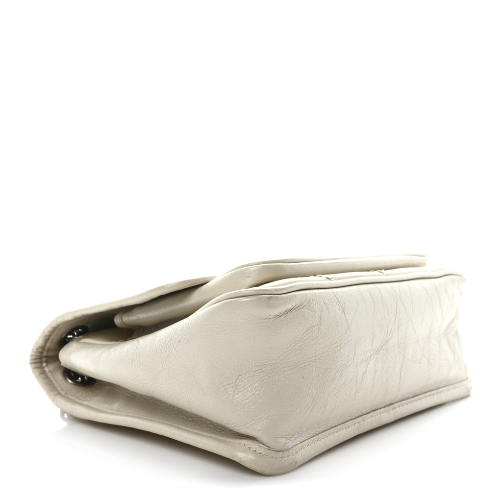 Crinkled Calfskin Matelasse Monogram Baby Niki Chain Satchel Ivory