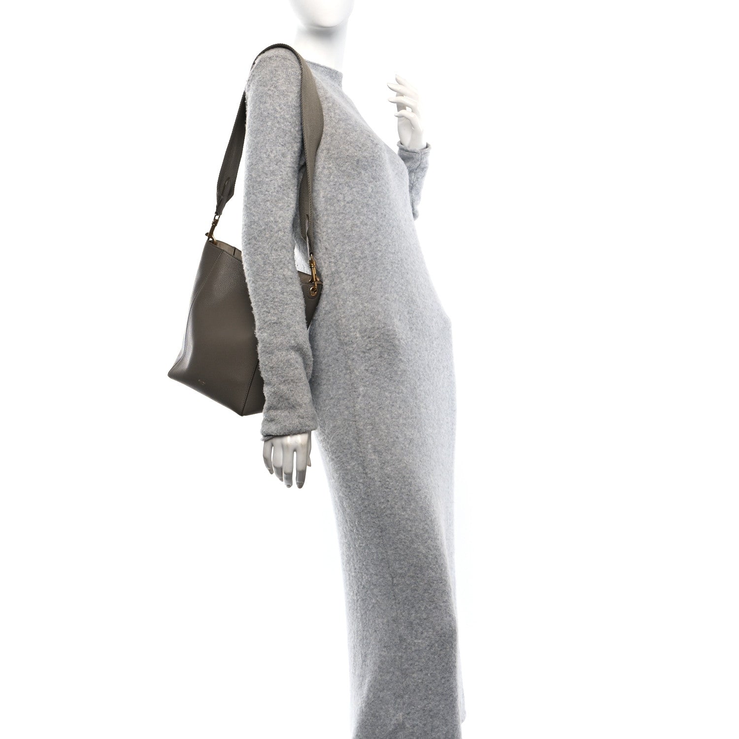 Soft Grained Calfskin Small Sangle Bucket Bag Taupe