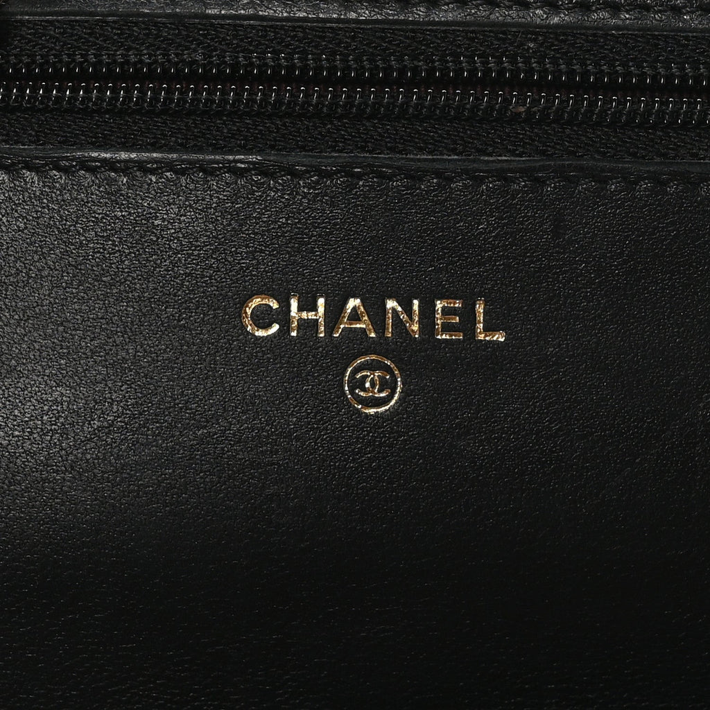 Lambskin Quilted Wallet On Chain WOC Black