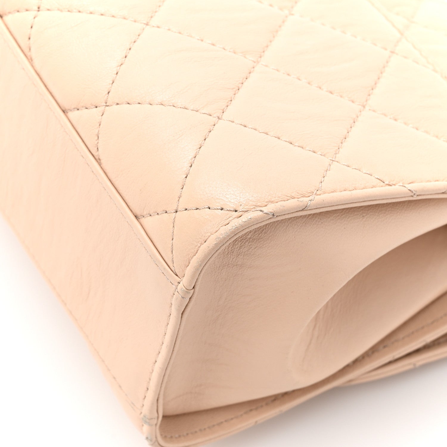 Crumpled Lambskin Quilted Small CC Links Top Handle Flap Beige