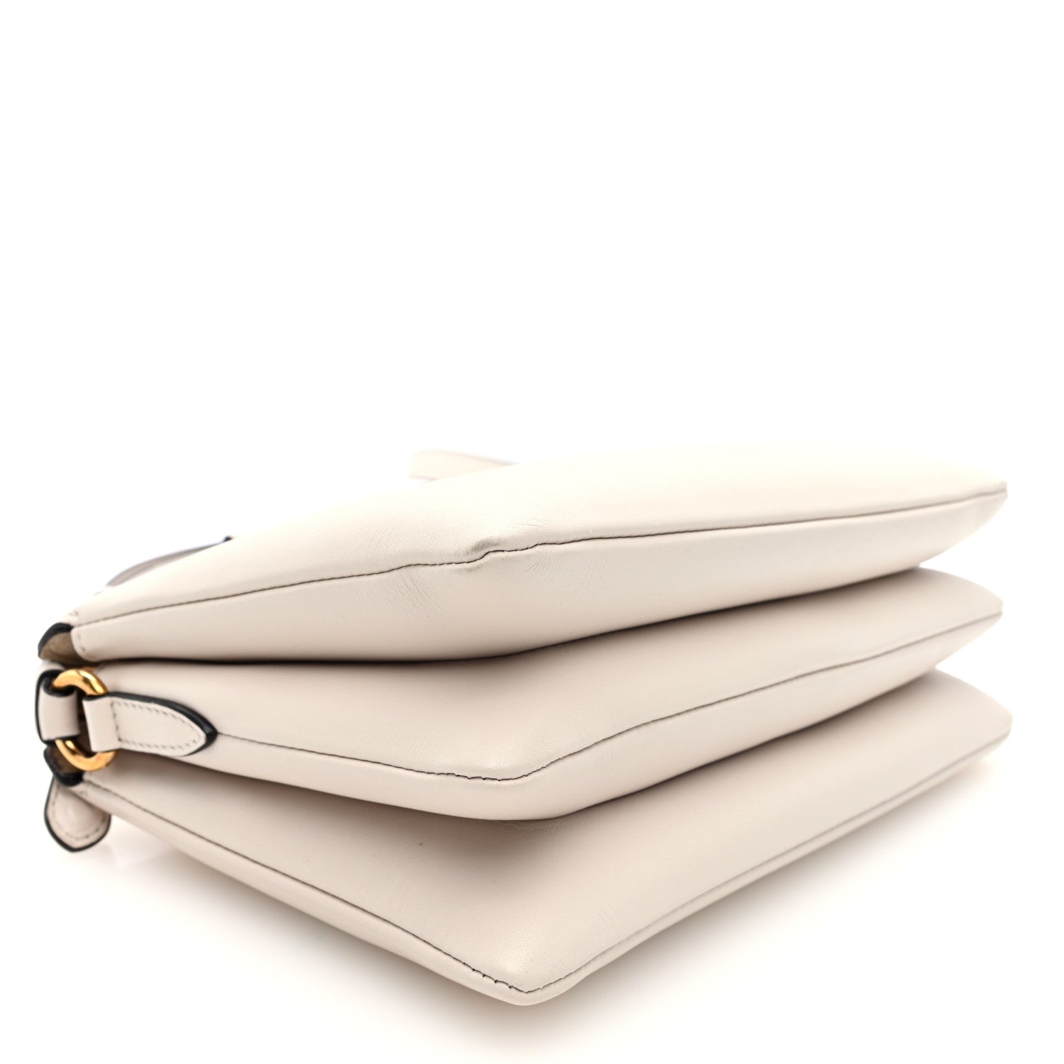 Calfskin Trapezio Shoulder Bag White