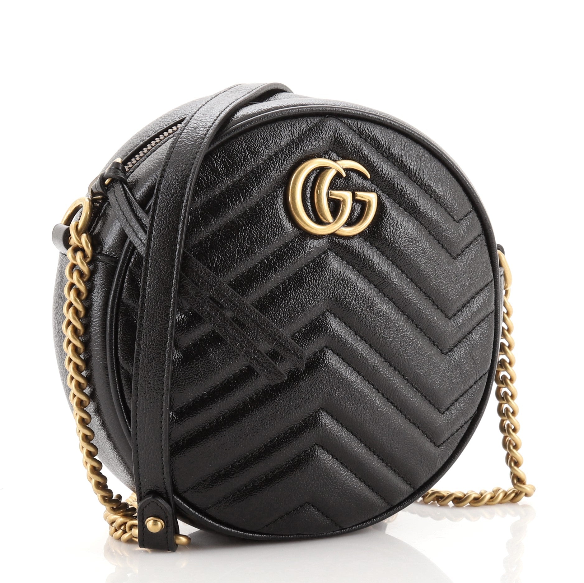 GG Marmont Round Shoulder Bag Matelasse Leather Mini