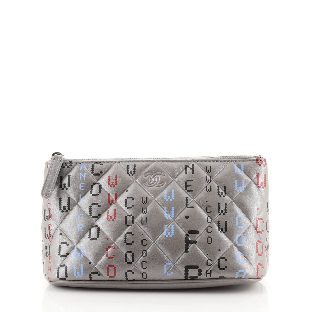 Data Center Zip Pouch Quilted Printed Lambskin Small