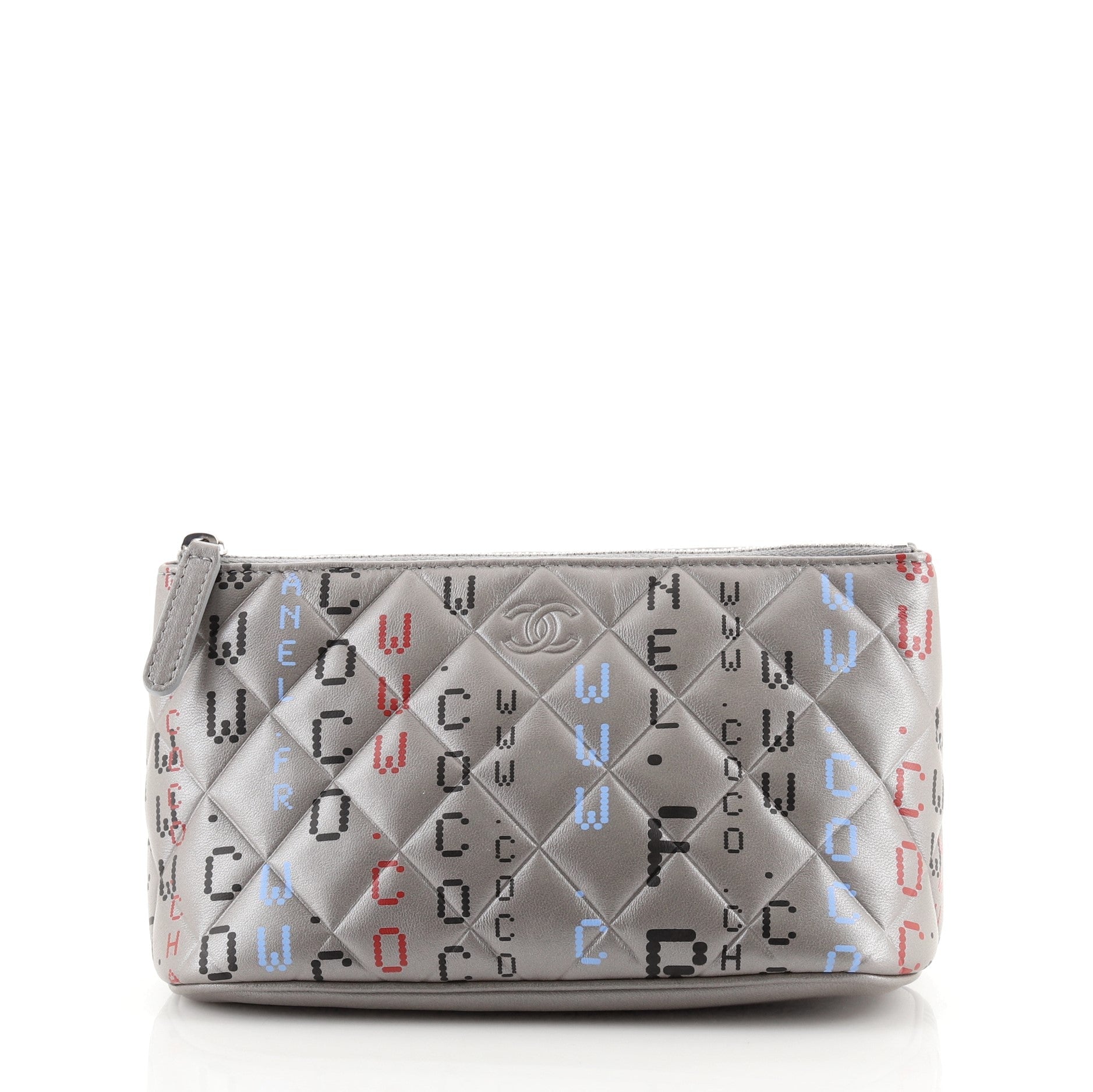 Data Center Zip Pouch Quilted Printed Lambskin Small