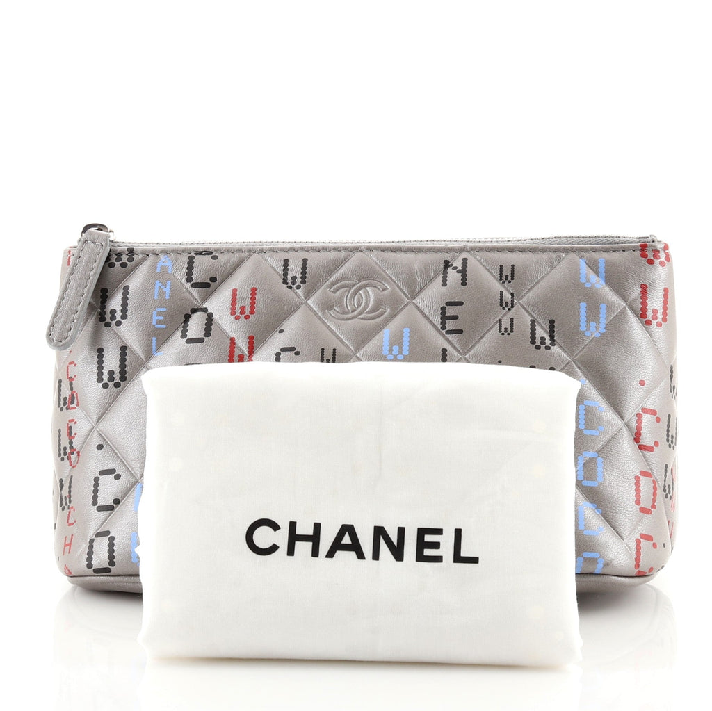 Data Center Zip Pouch Quilted Printed Lambskin Small