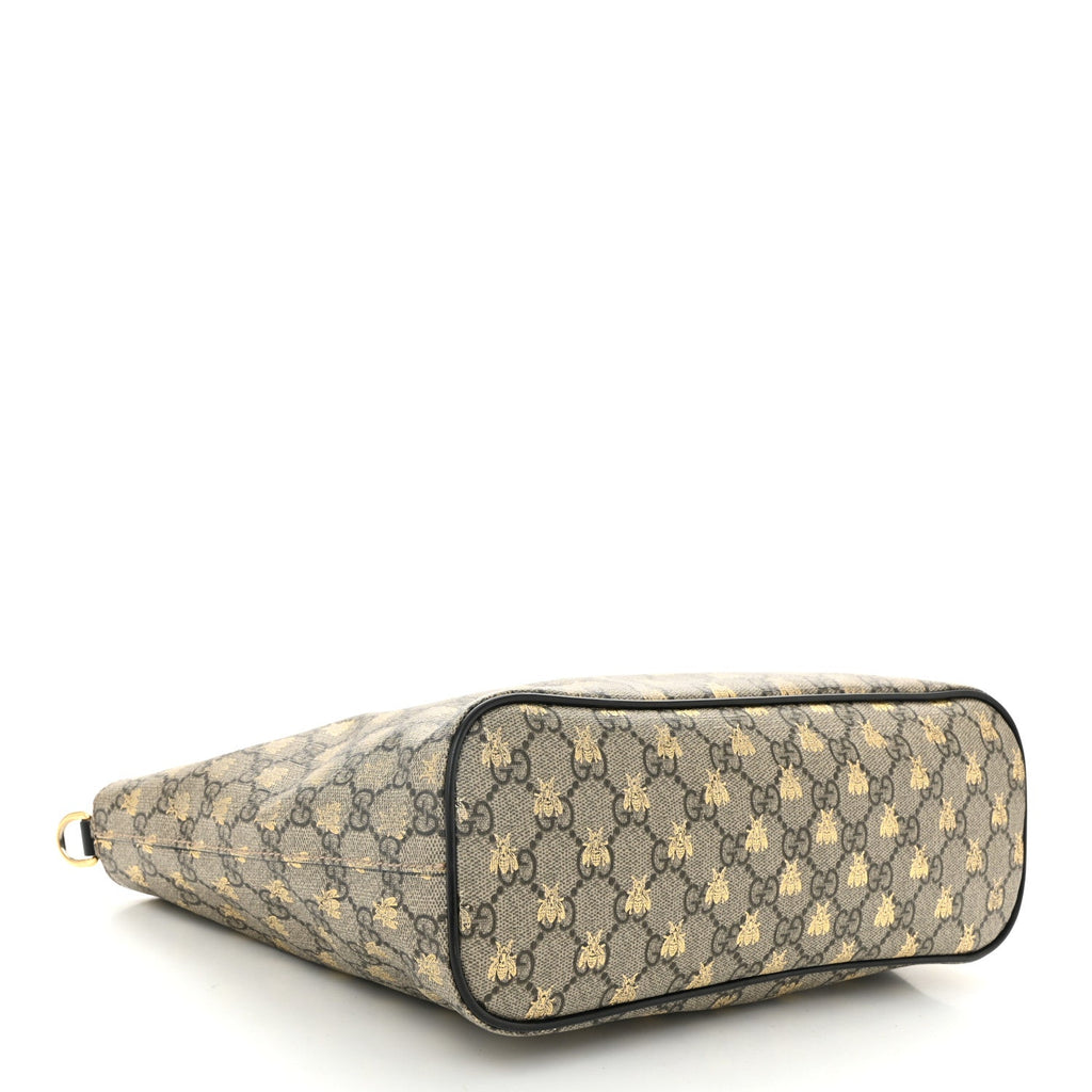 Soft GG Supreme Monogram Bees Small Crossbody Tote Beige Oro Black