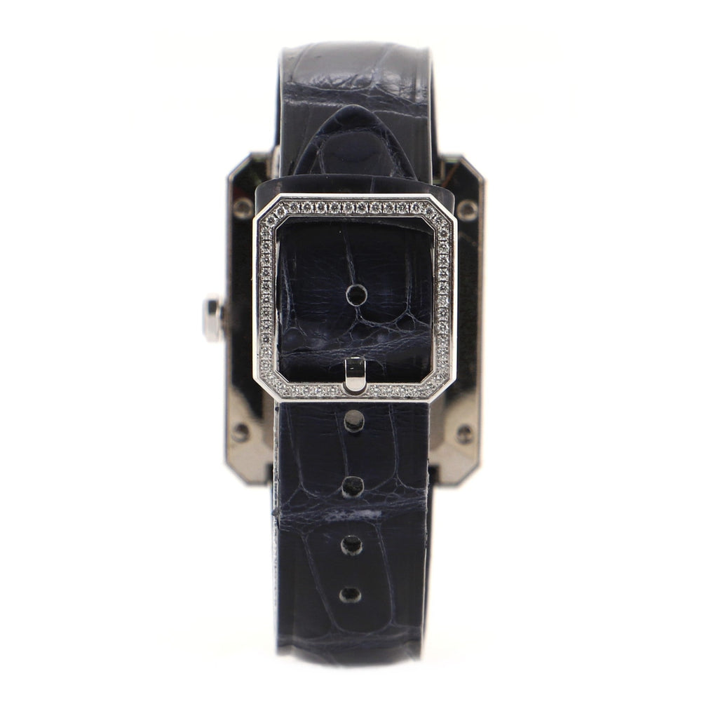 Boy·Friend Manual Watch White Gold and Alligator with Diamond Bezel 28