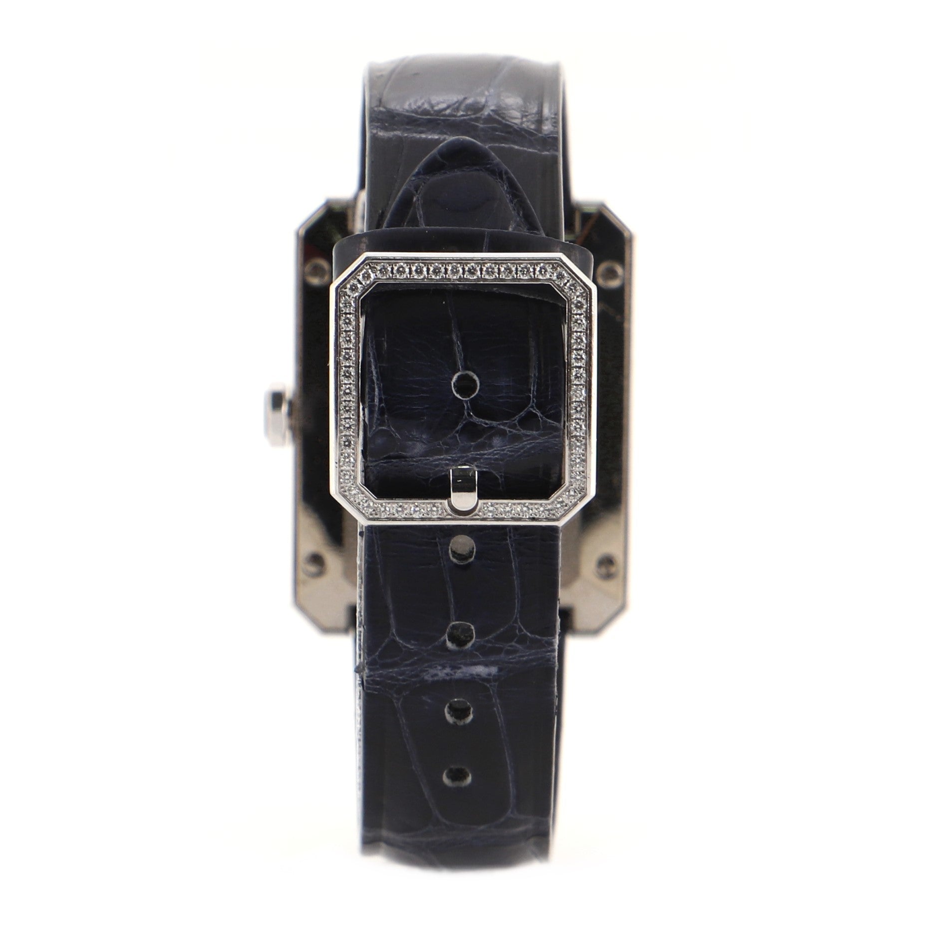 Boy·Friend Manual Watch White Gold and Alligator with Diamond Bezel 28