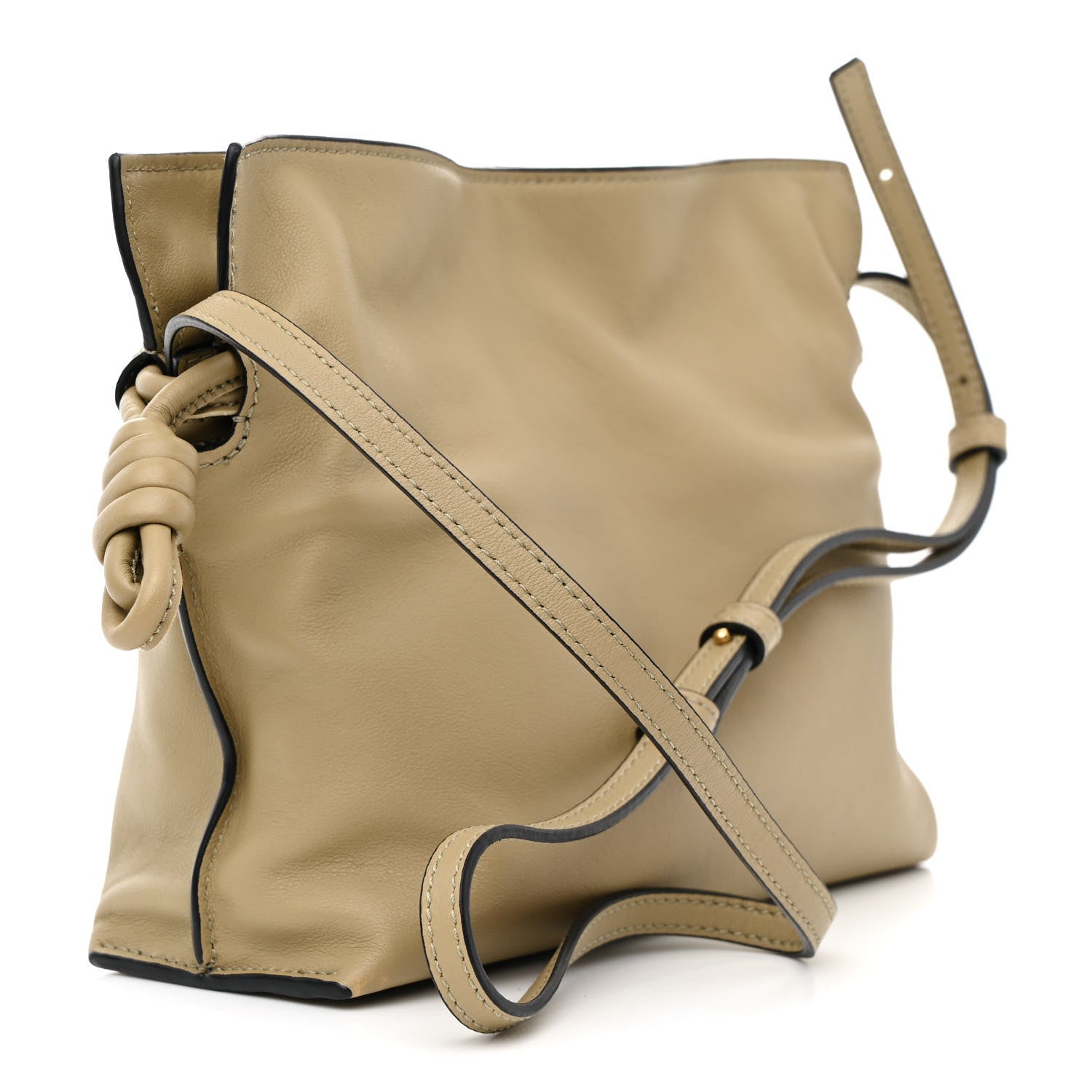 Calfskin Mini Flamenco Knot Clutch Clay Green
